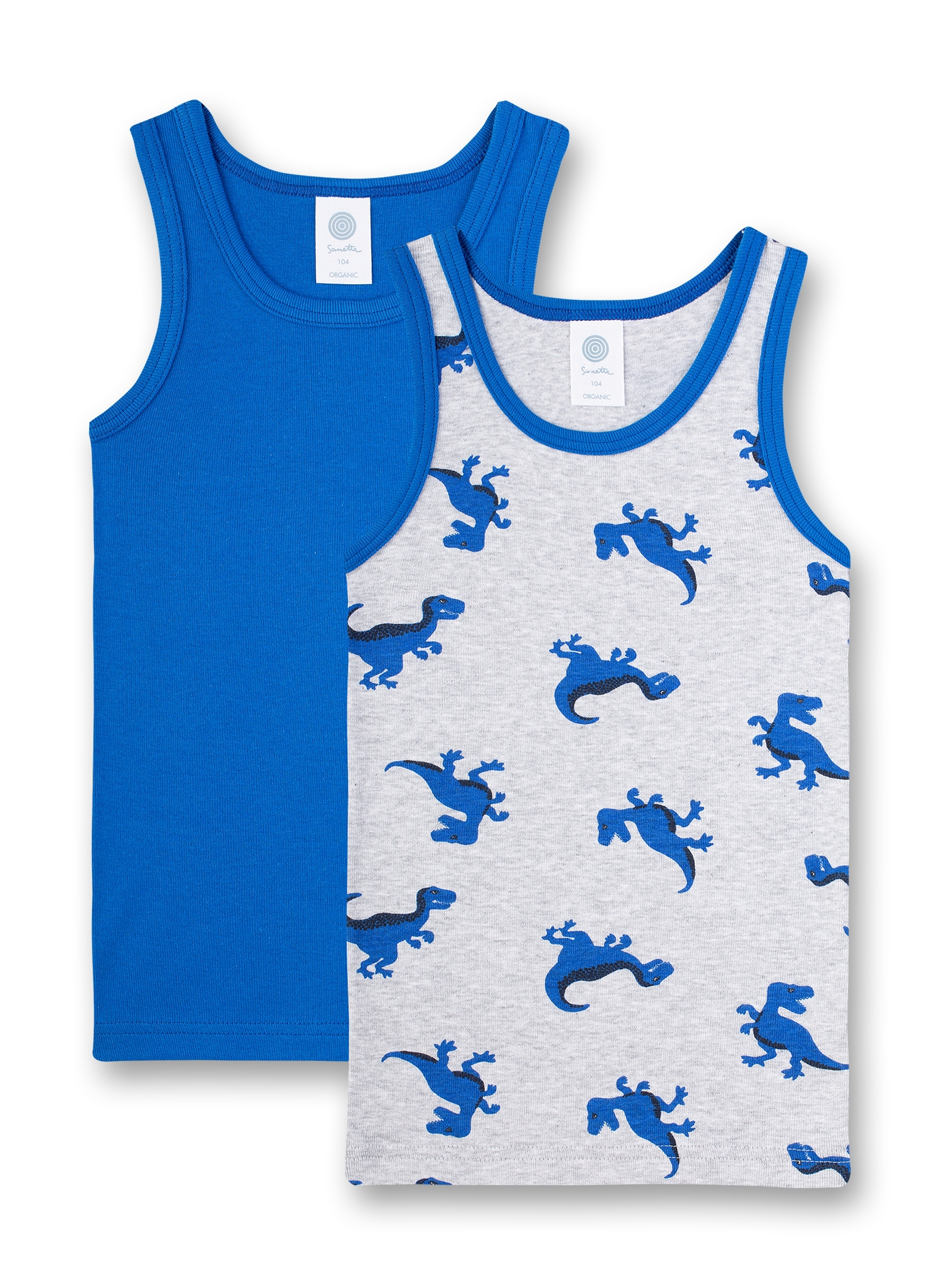 Jungen-Unterhemd (Doppelpack) Graumelange und Blau Dino