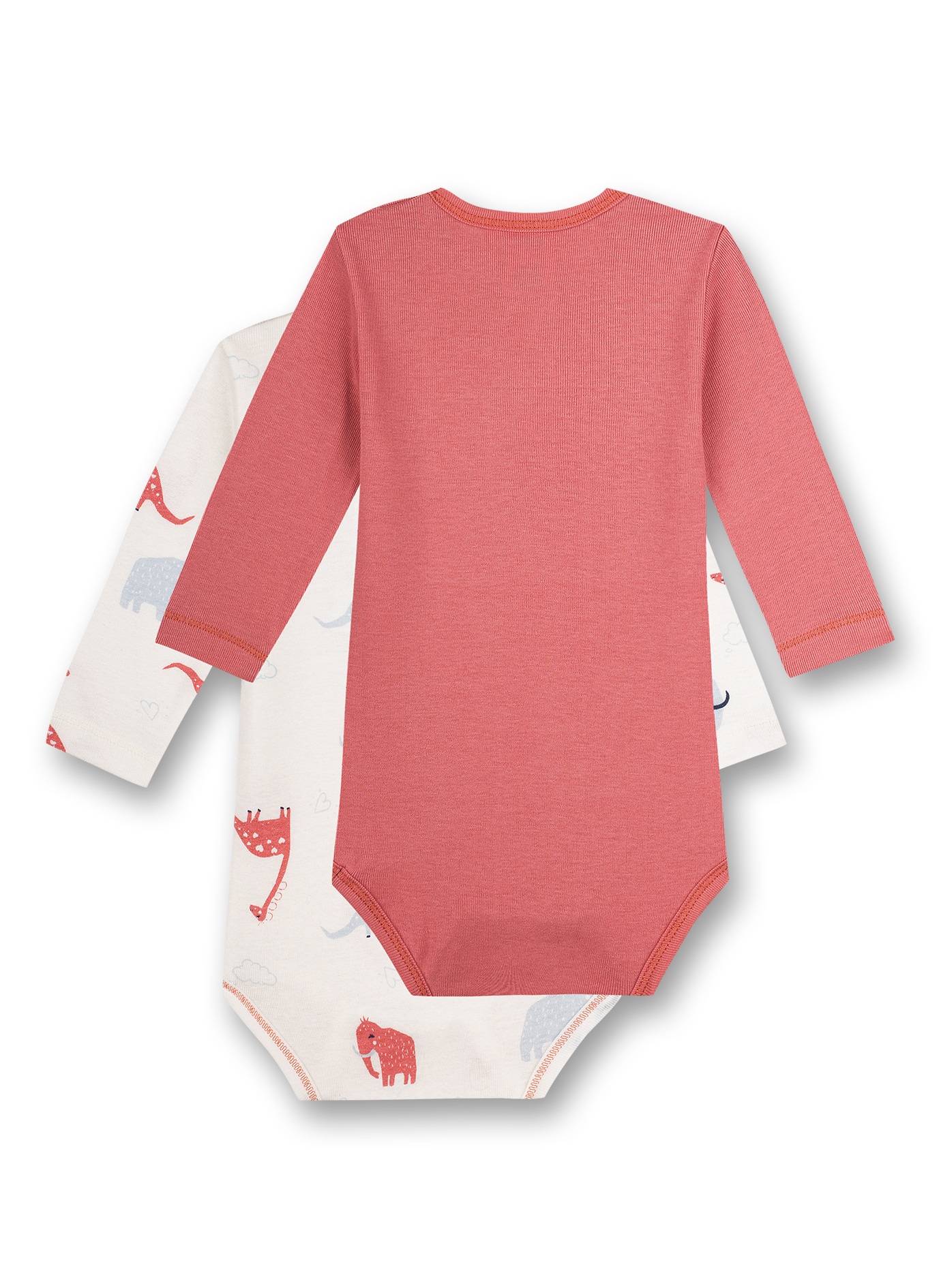 Body langarm (Doppelpack) Off-White und Rosa Sleepy Saurus