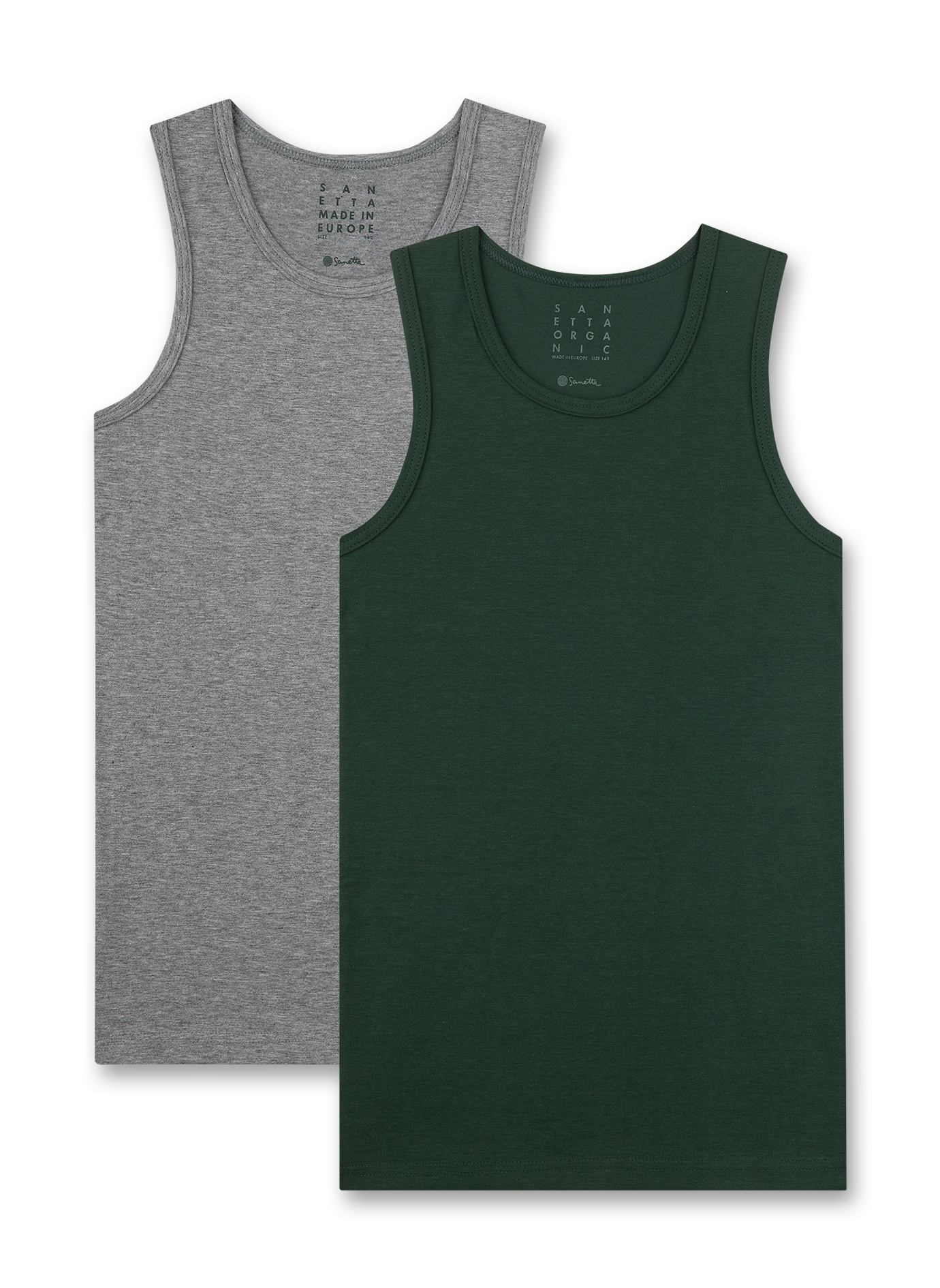 Jungen-Unterhemden (Doppelpack) Grün und Graumelange