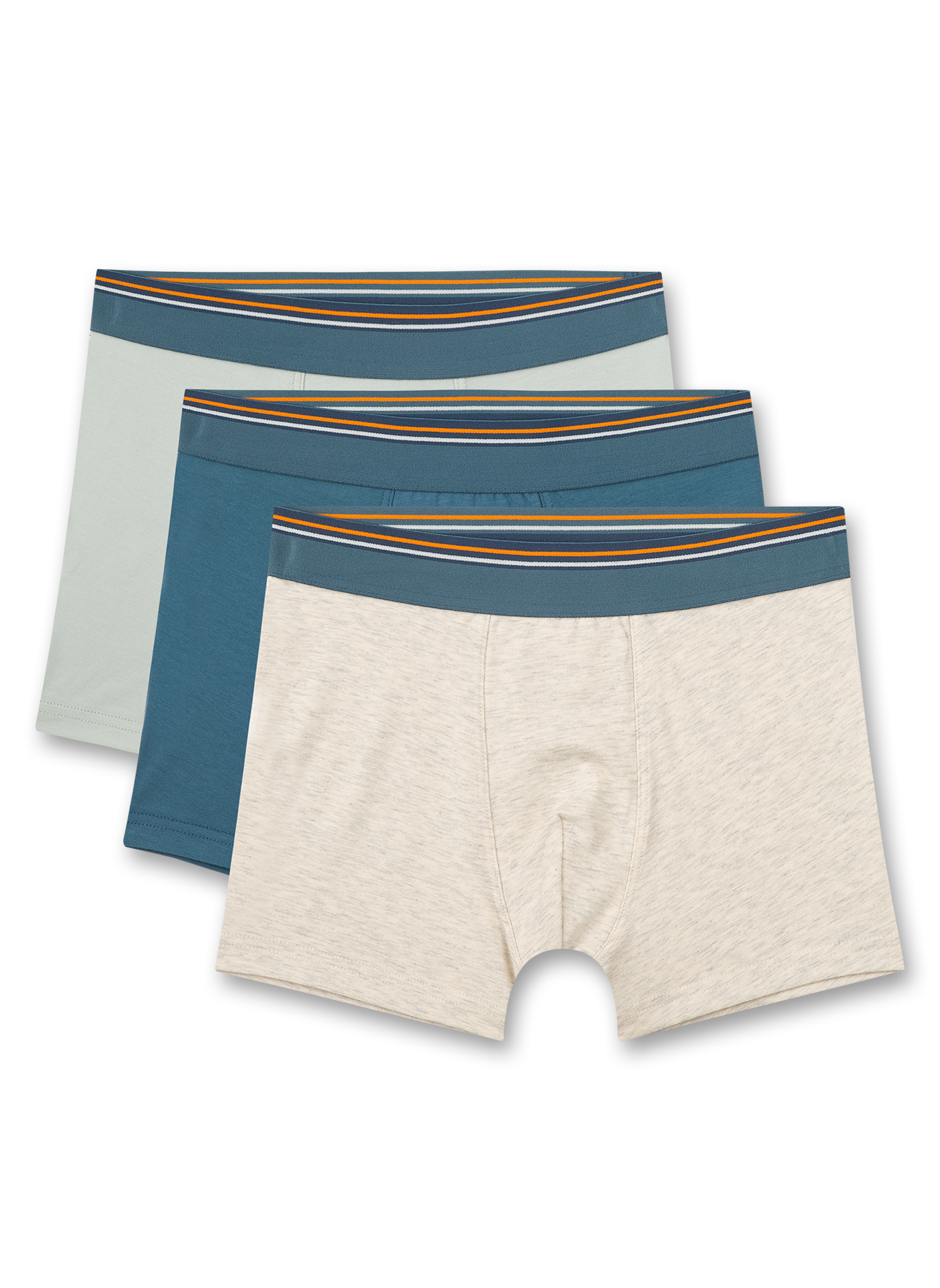 Jungen-Hipshorts (Dreierpack) Beigemelange und Blau