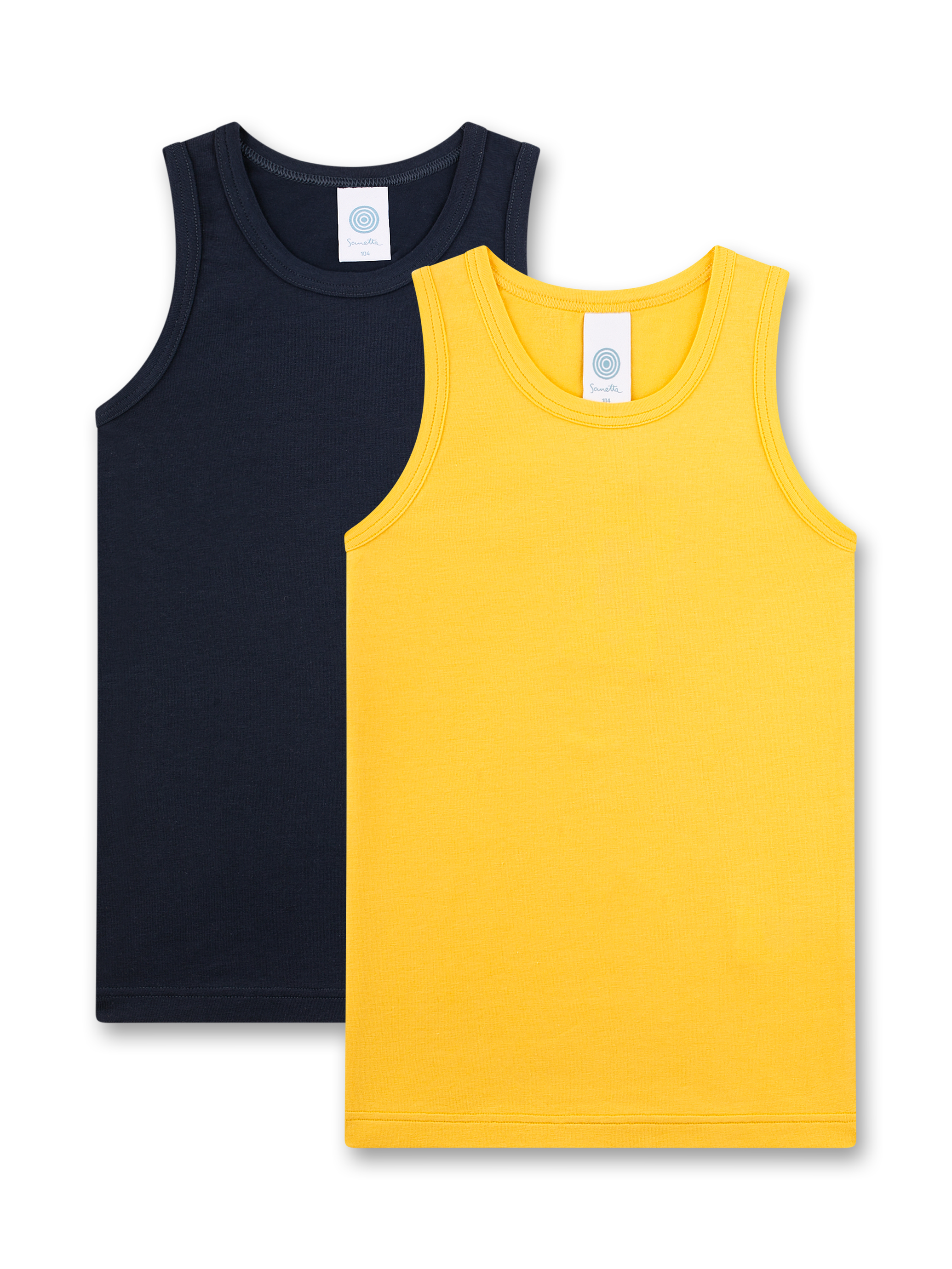 Jungen-Unterhemd (Doppelpack) dunkelblau & gelb