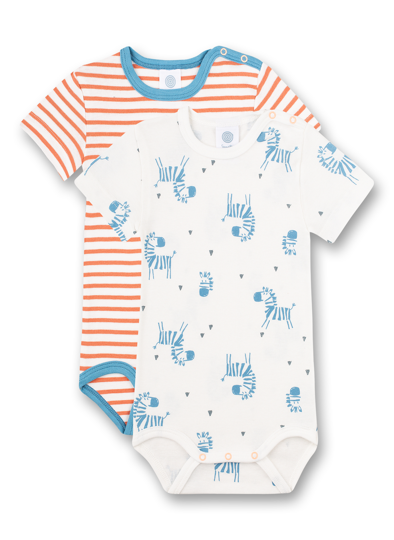 Body kurzarm (Doppelpack) Weiß und Ringel Zebra