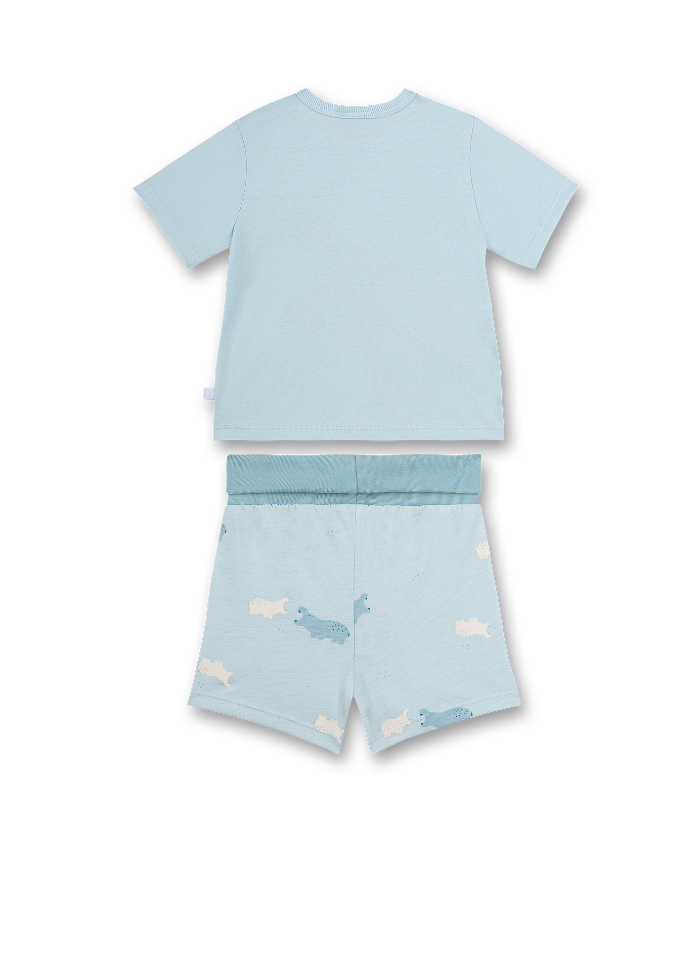 Jungen-Schlafanzug kurz Hellblau Hippo