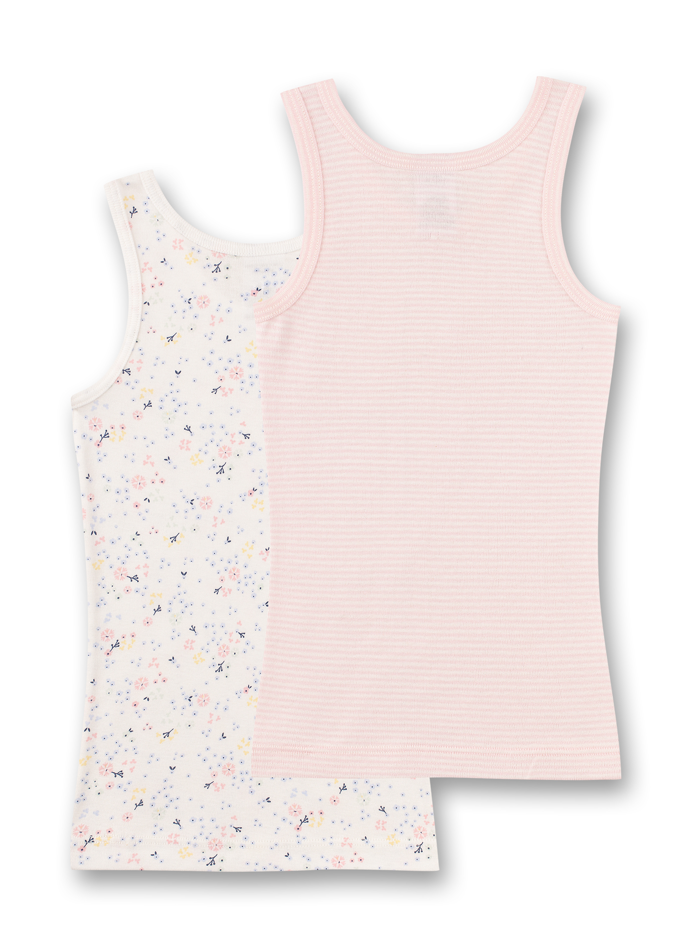 Mädchen-Unterhemd (Doppelpack) Weiß und Rosa Milles Fleurs