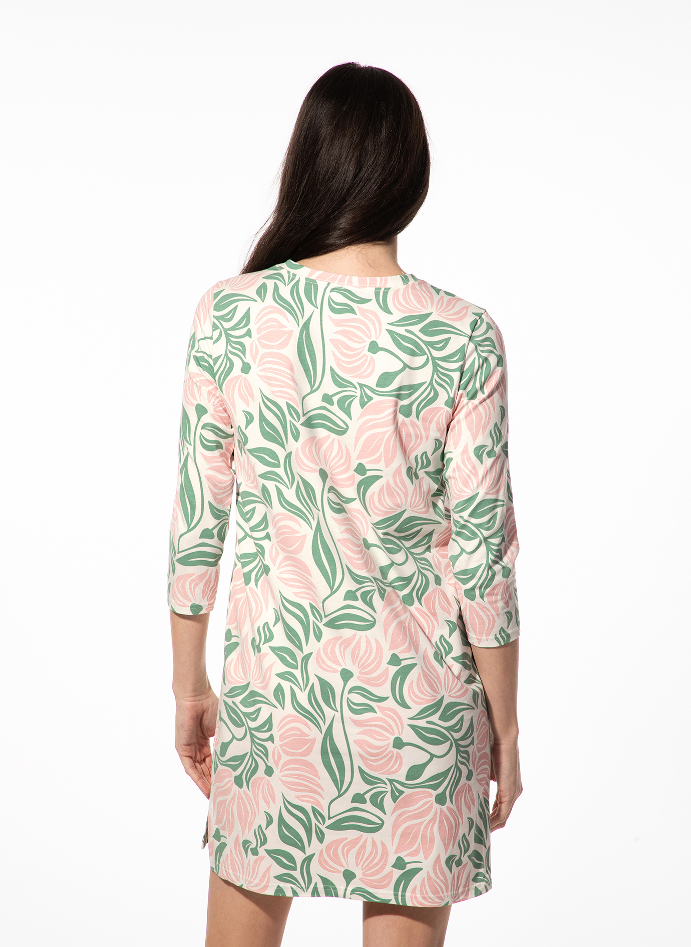 Damen-Nachthemd grün floraler Print