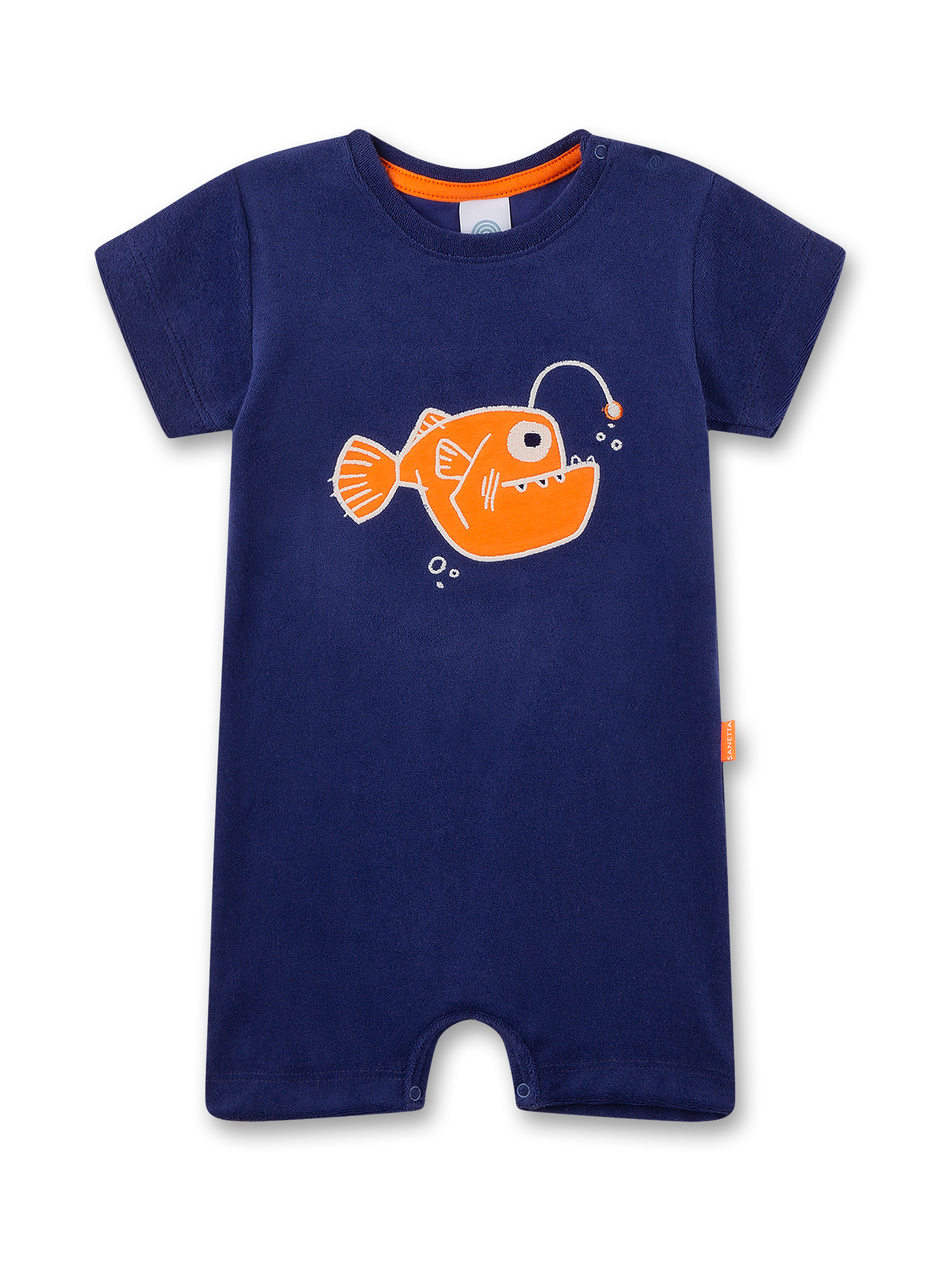 Baby-Overall kurz Blau mit Anglerfisch