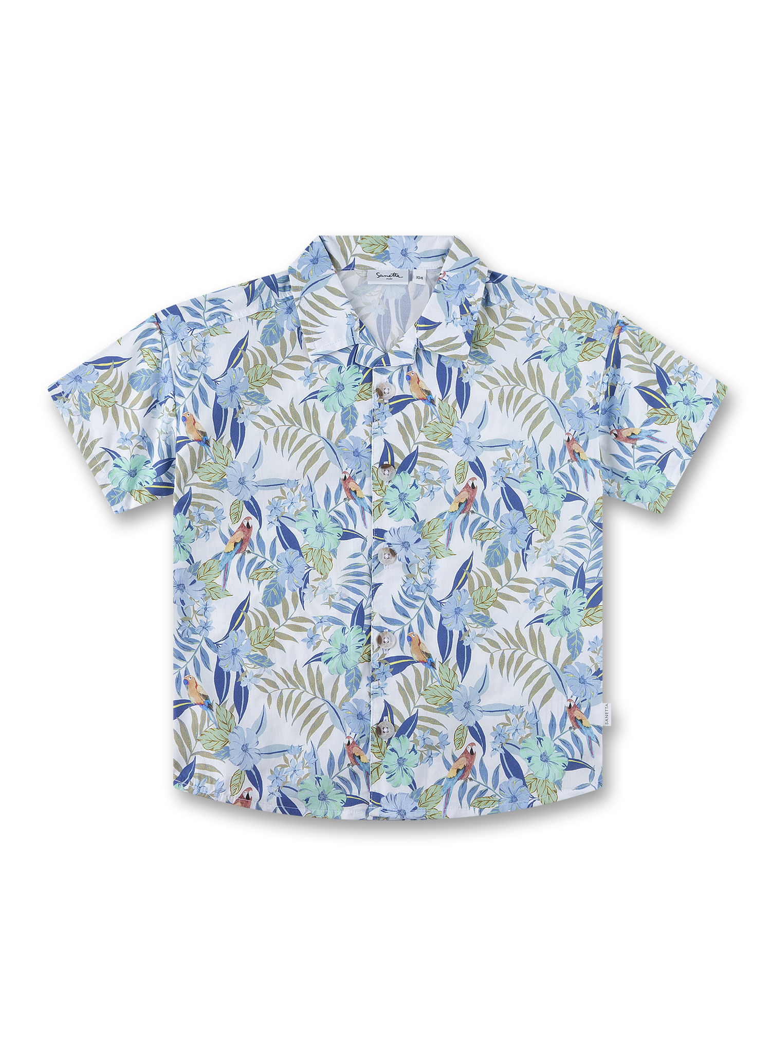 Hemd, Hemdbluse, Hawaiihemd, Kurzarm, Blättermuster