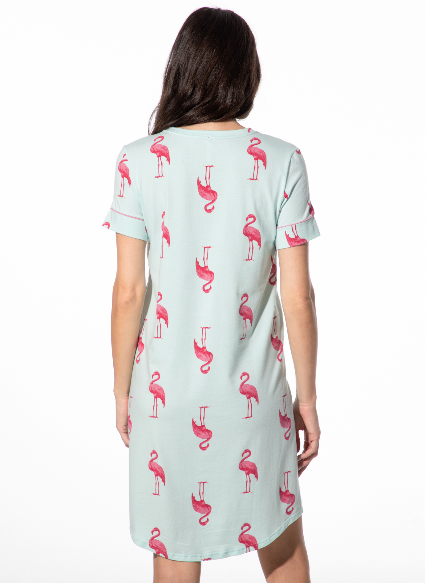 T-Shirt, Kurzarm, Muster, Flamingo, Pastell