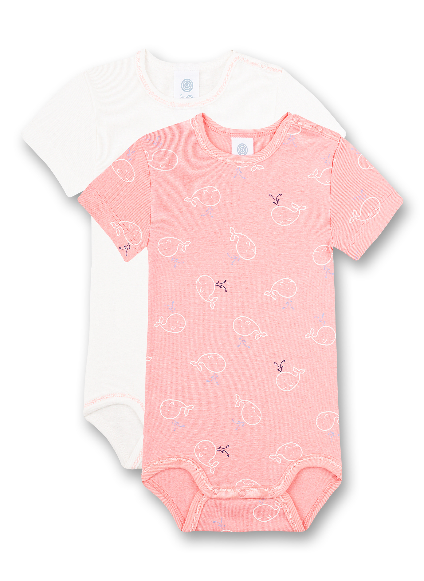 Body kurzarm (Doppelpack) Weiß und Rosa Into the Ocean