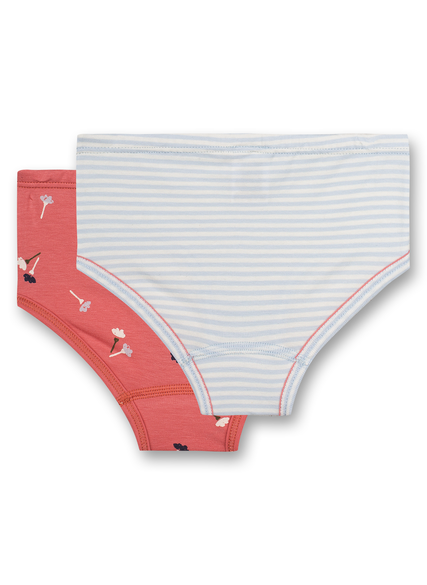 Mädchen-Hüftslip (Doppelpack) Hellblau Ringel und Rosa Autumn Mood
