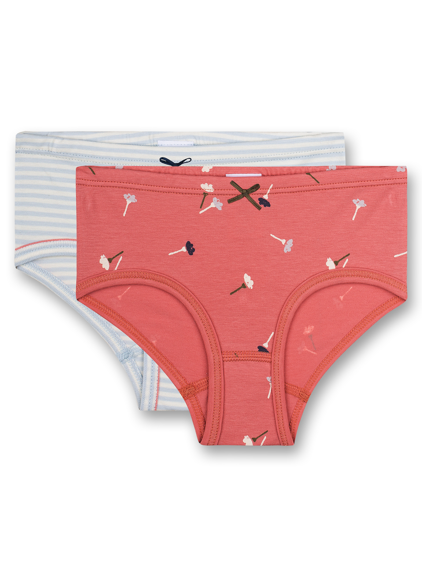 Mädchen-Hüftslip (Doppelpack) Hellblau Ringel und Rosa Autumn Mood