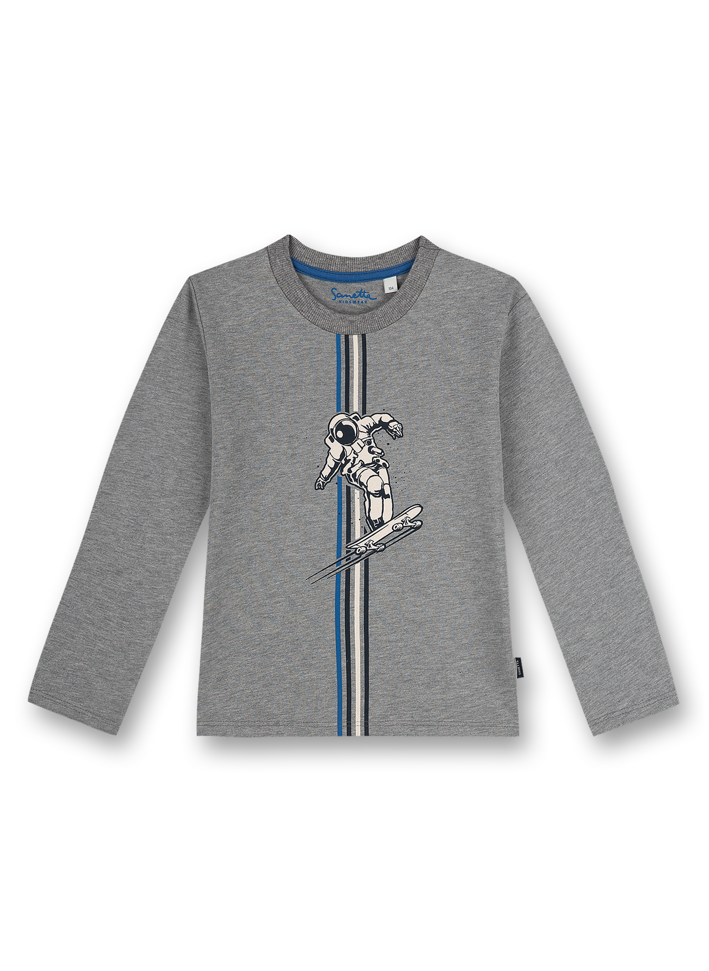 Jungen-Shirt langarm Graumelange Galaxy Star