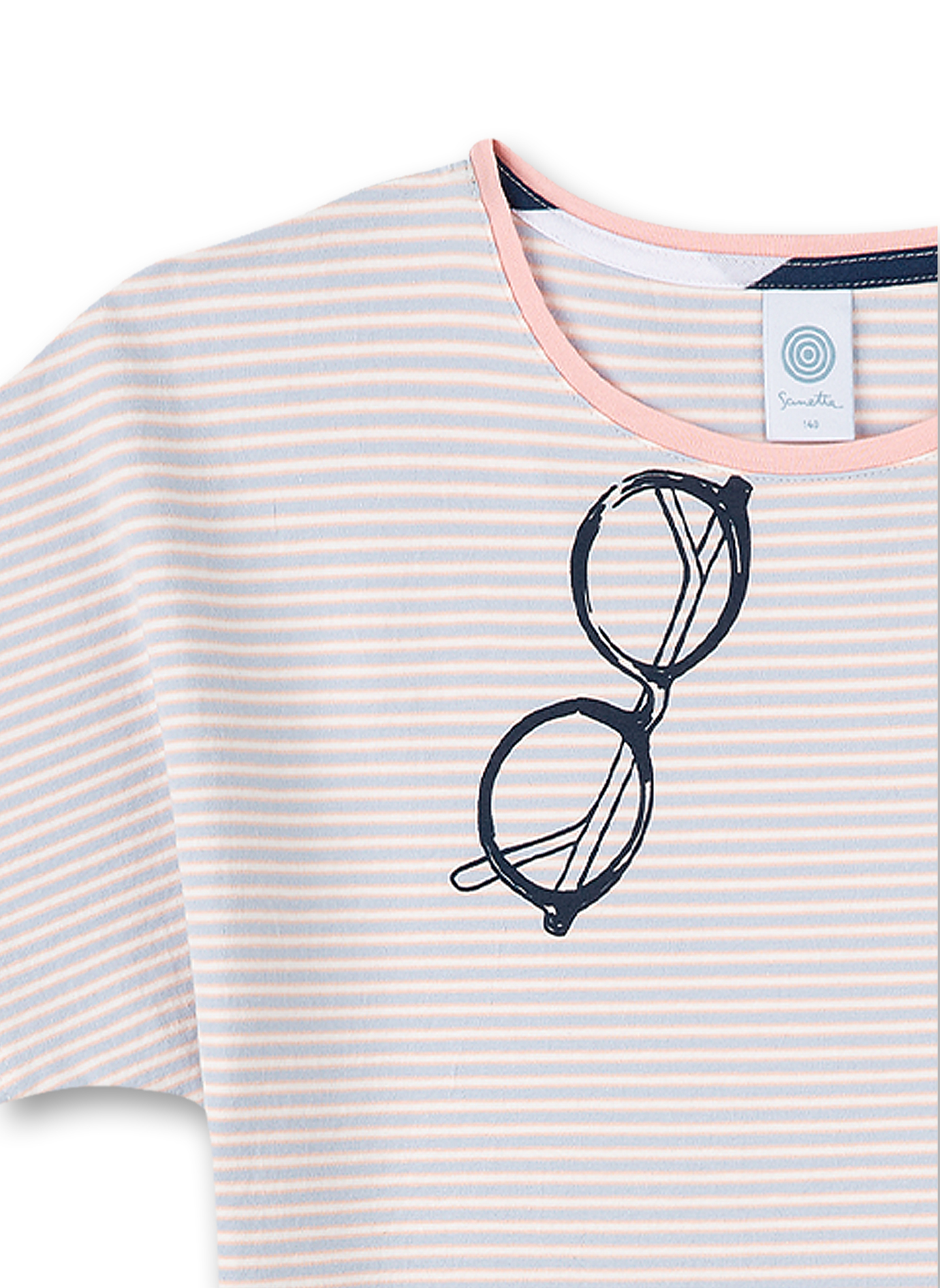 Mädchen-Schlafanzug kurz Blau Ringel Glasses and Stripes