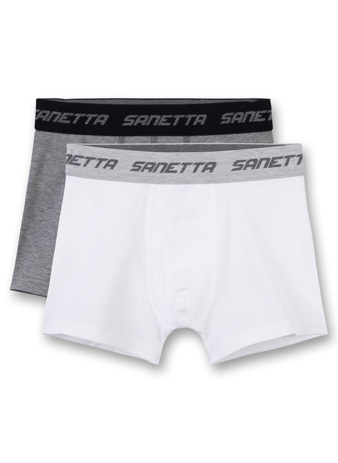Jungen-Shorts(Doppelpack) Weiß und Graumelange