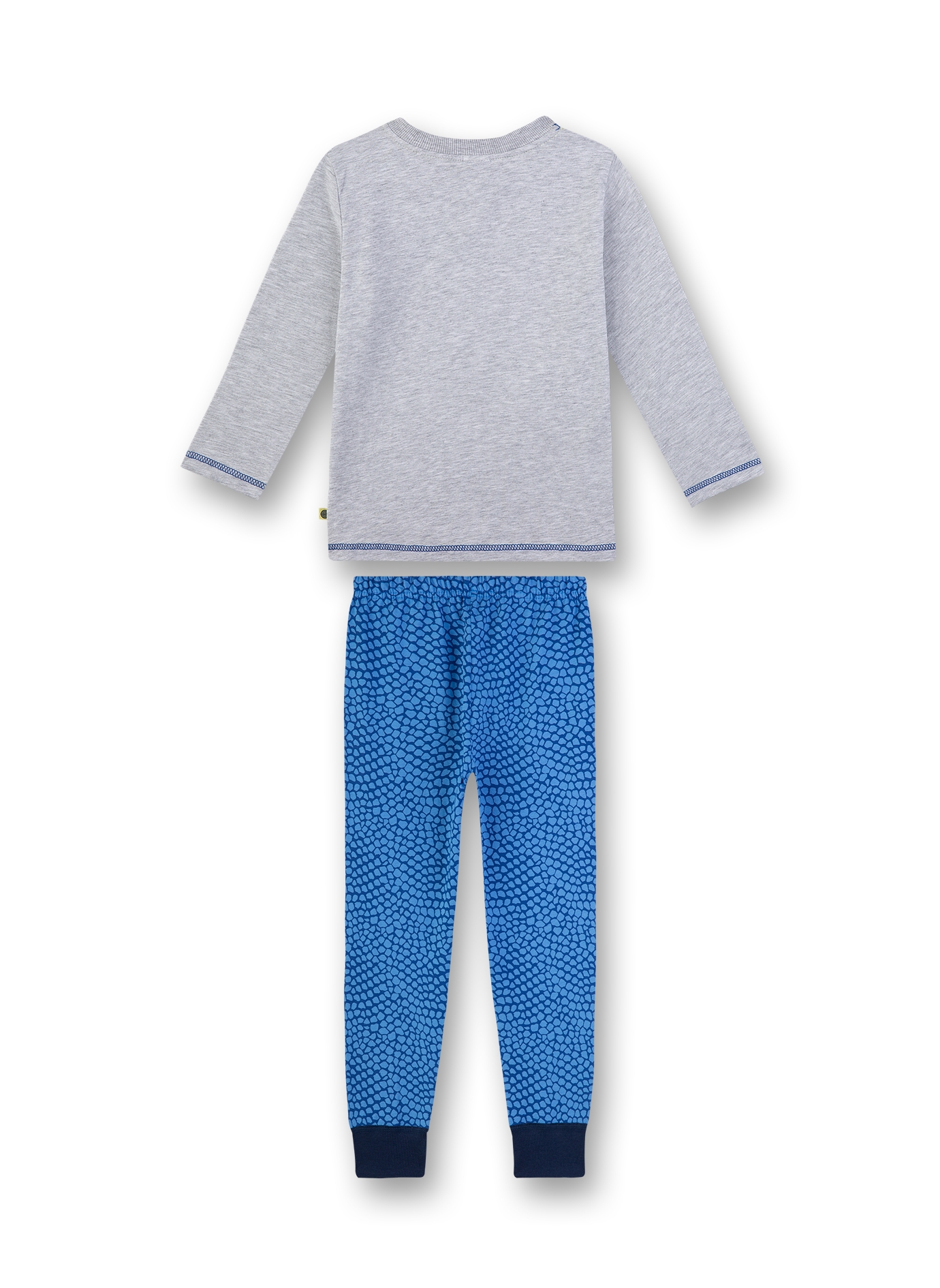 Jungen-Schlafanzug lang Graumelange-blau Dino