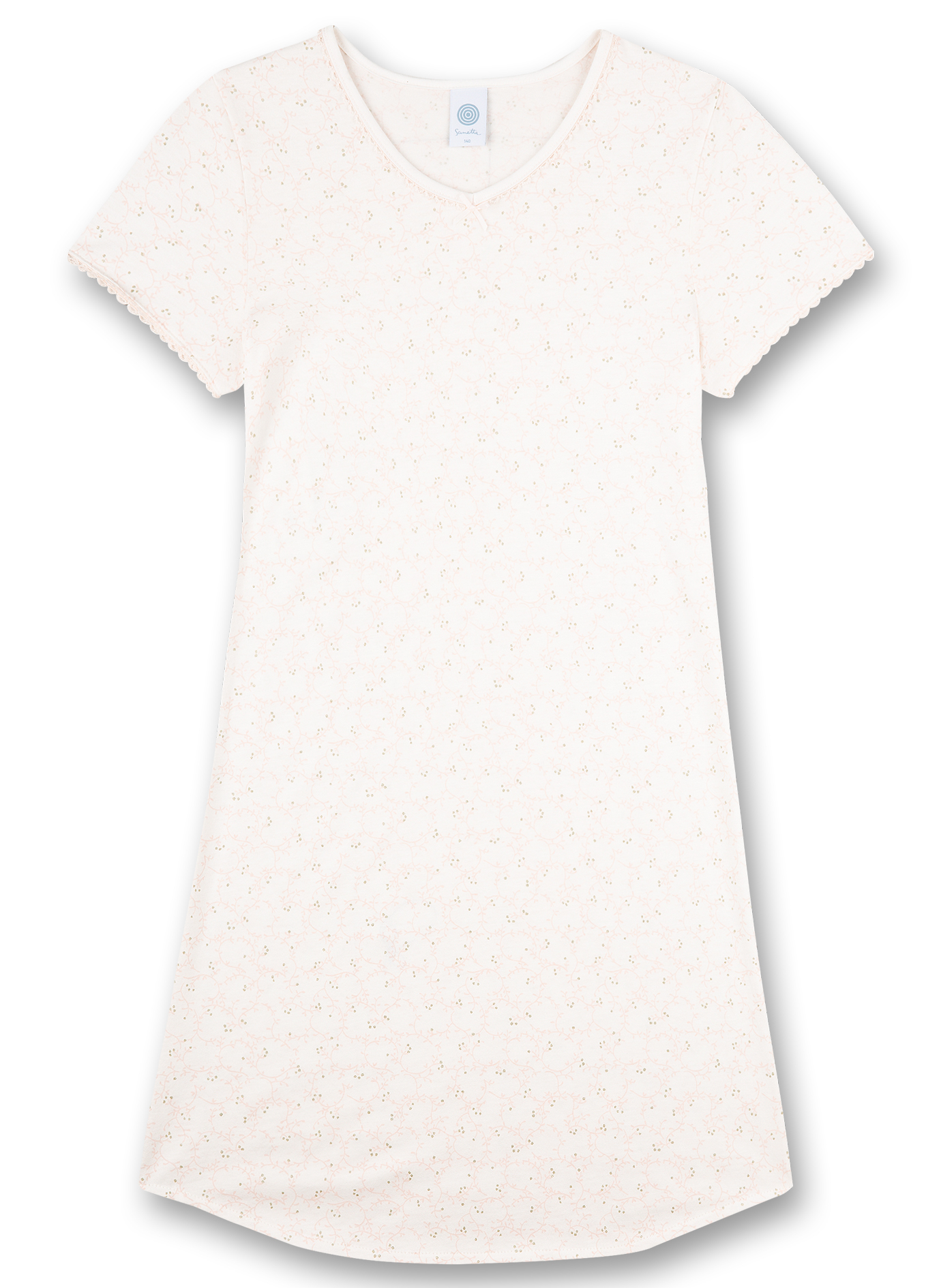 Mädchen-Nachthemd Weiß Blumen-Allover Art Deco