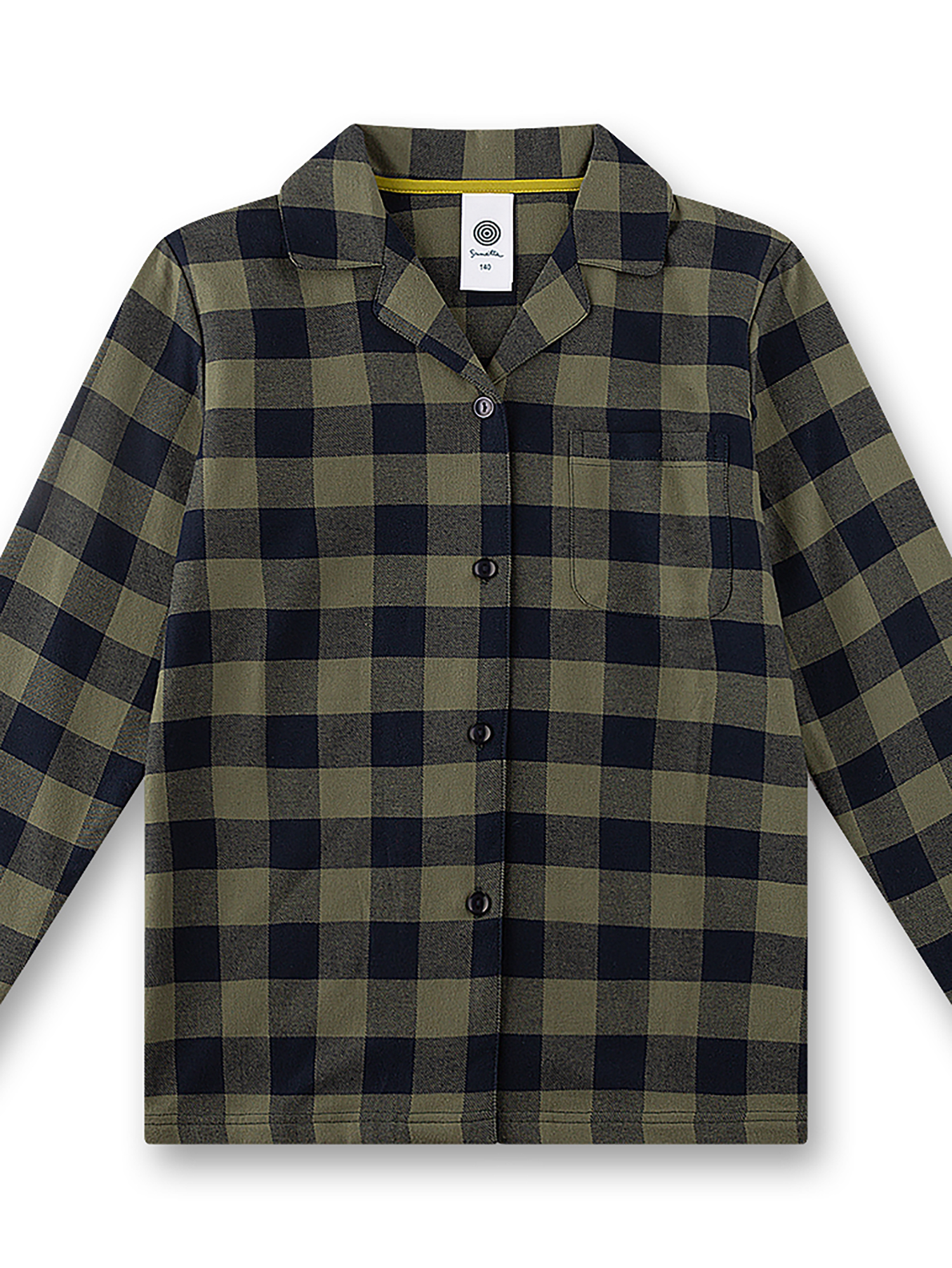 Hemdjacke, Flanell, Karomuster, Olive, Knopfleiste
