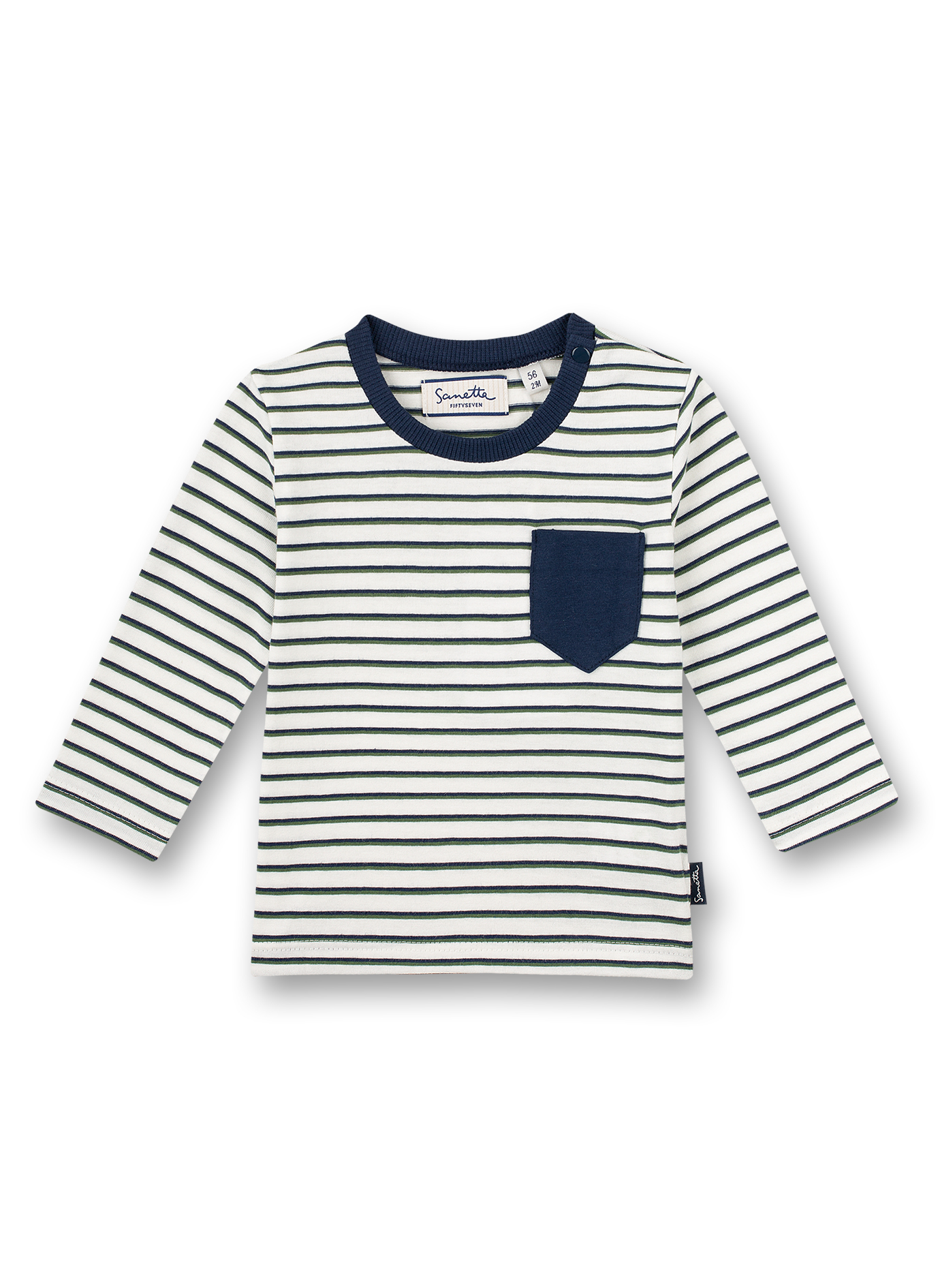Jungen-Shirt langarm Off-White Ringel Lucky Winners