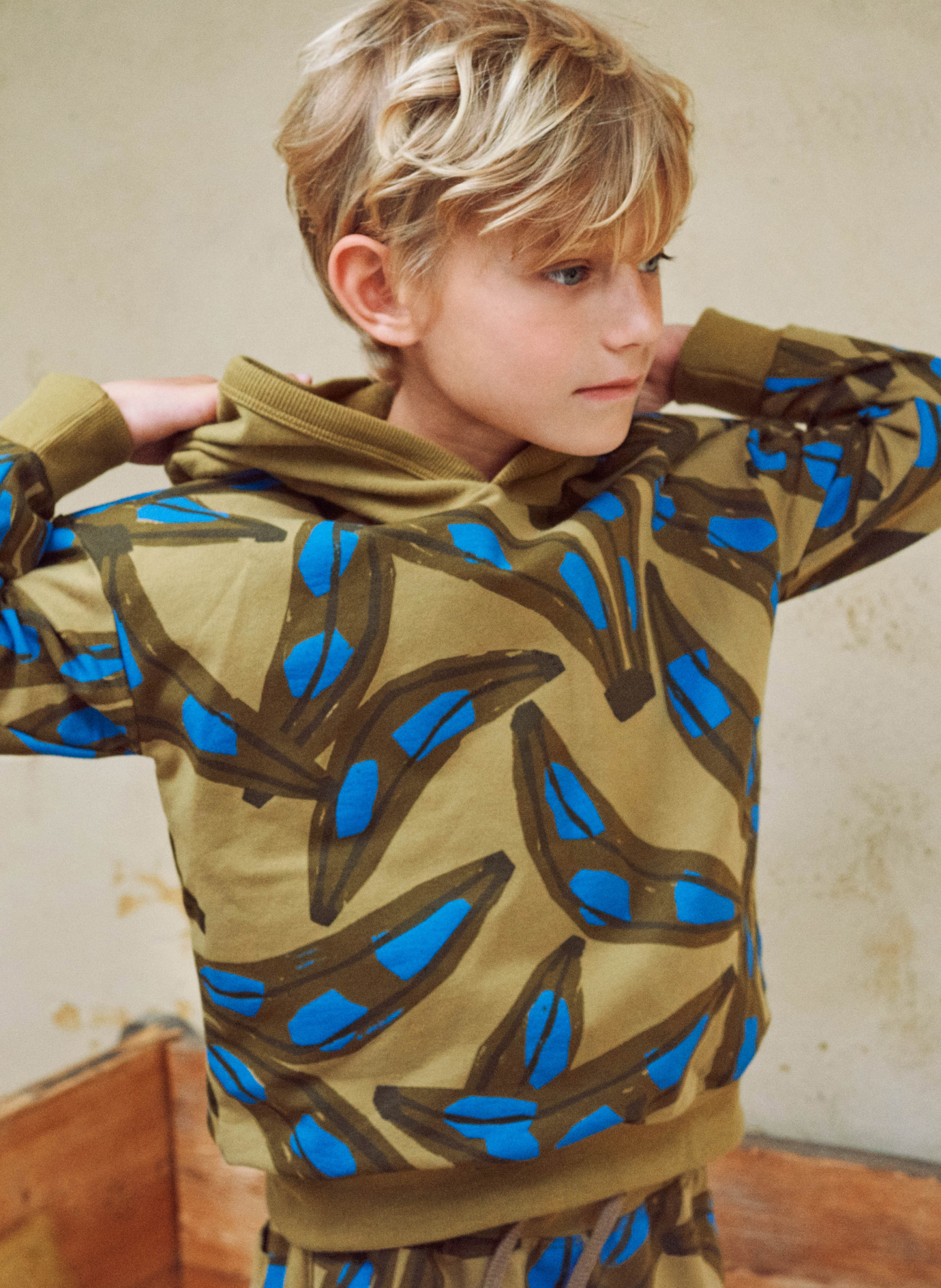 Jungen-Sweatshirt mit Kapuze Grün