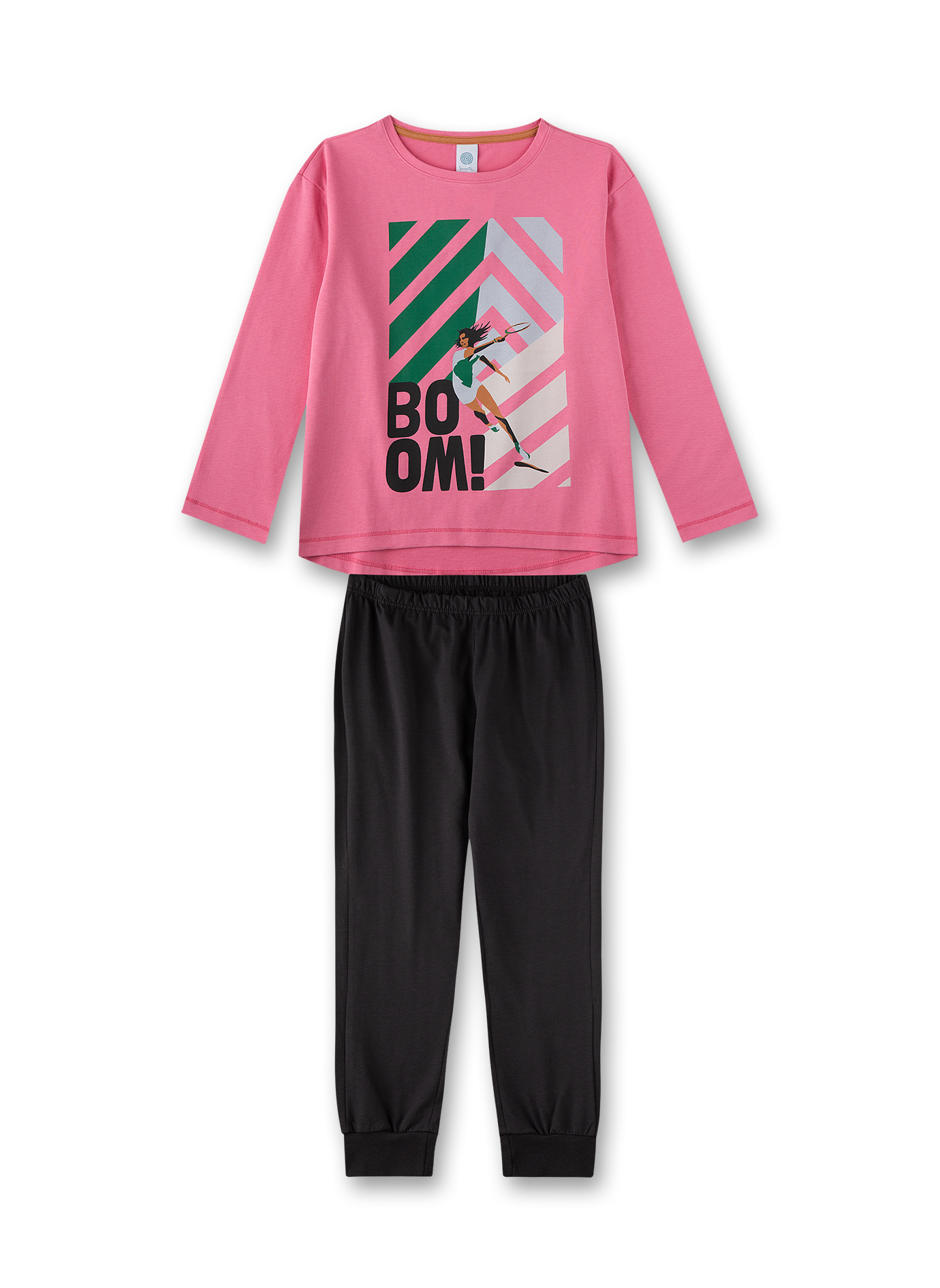 T-Shirt, Rundhals, Langarm, Pink, Graphic-Print