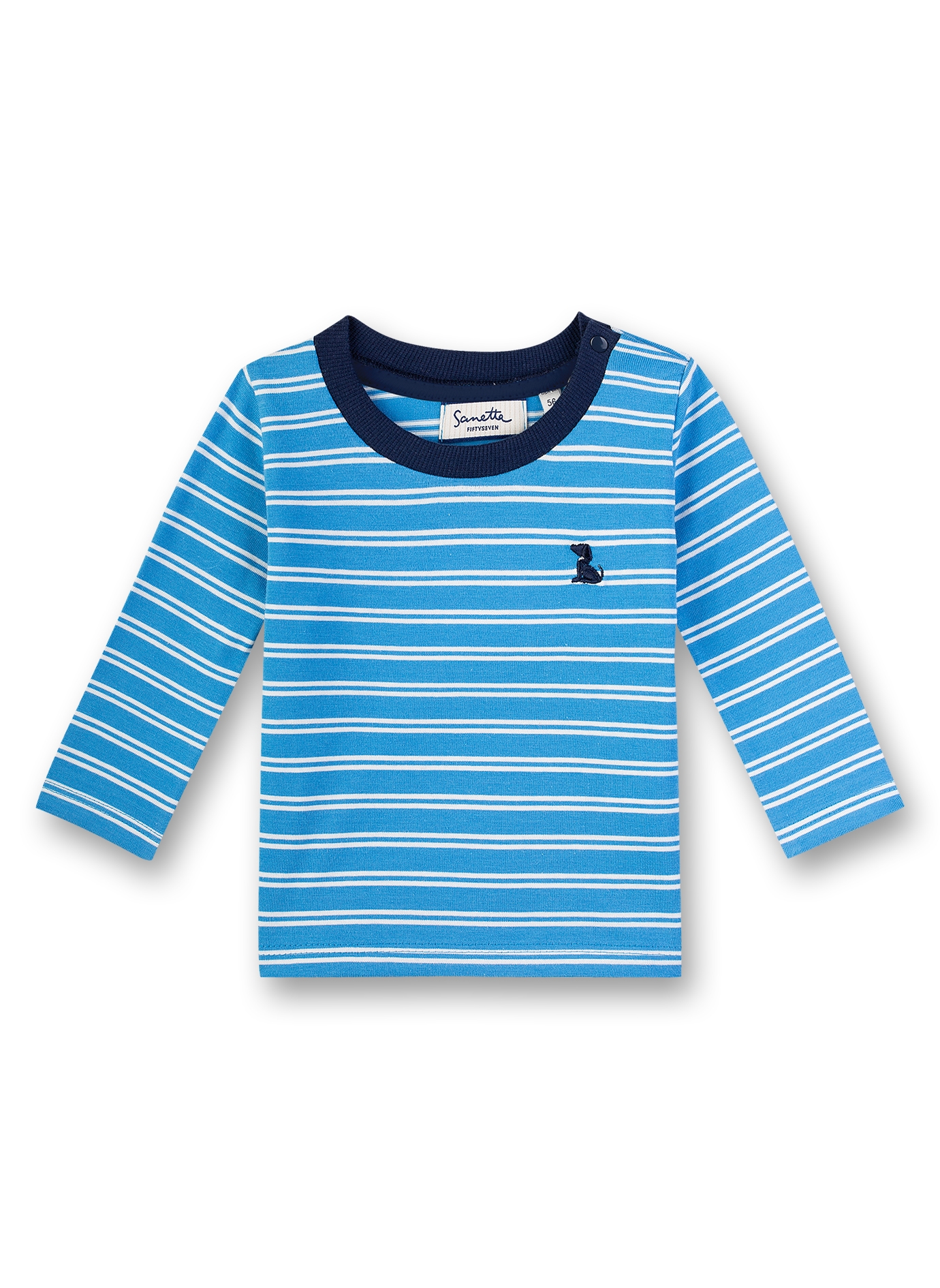 Jungen-Shirt langarm Blau-geringelt Little Scooter