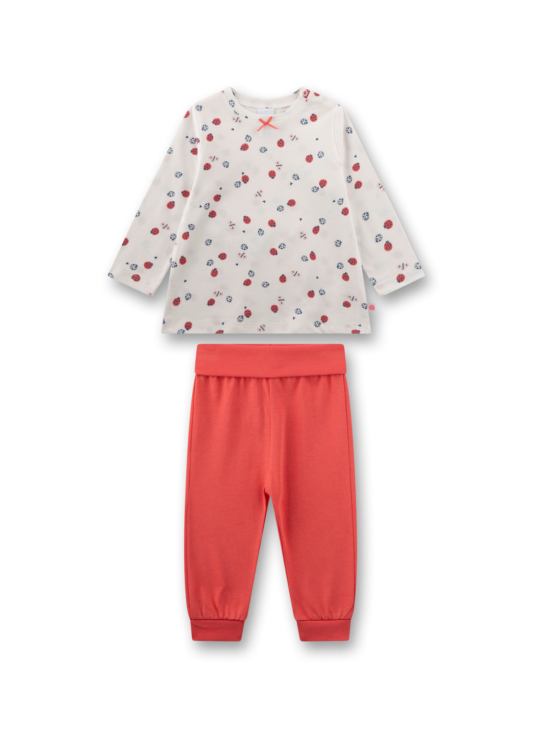 Mädchen-Schlafanzug beige Marienkäfer