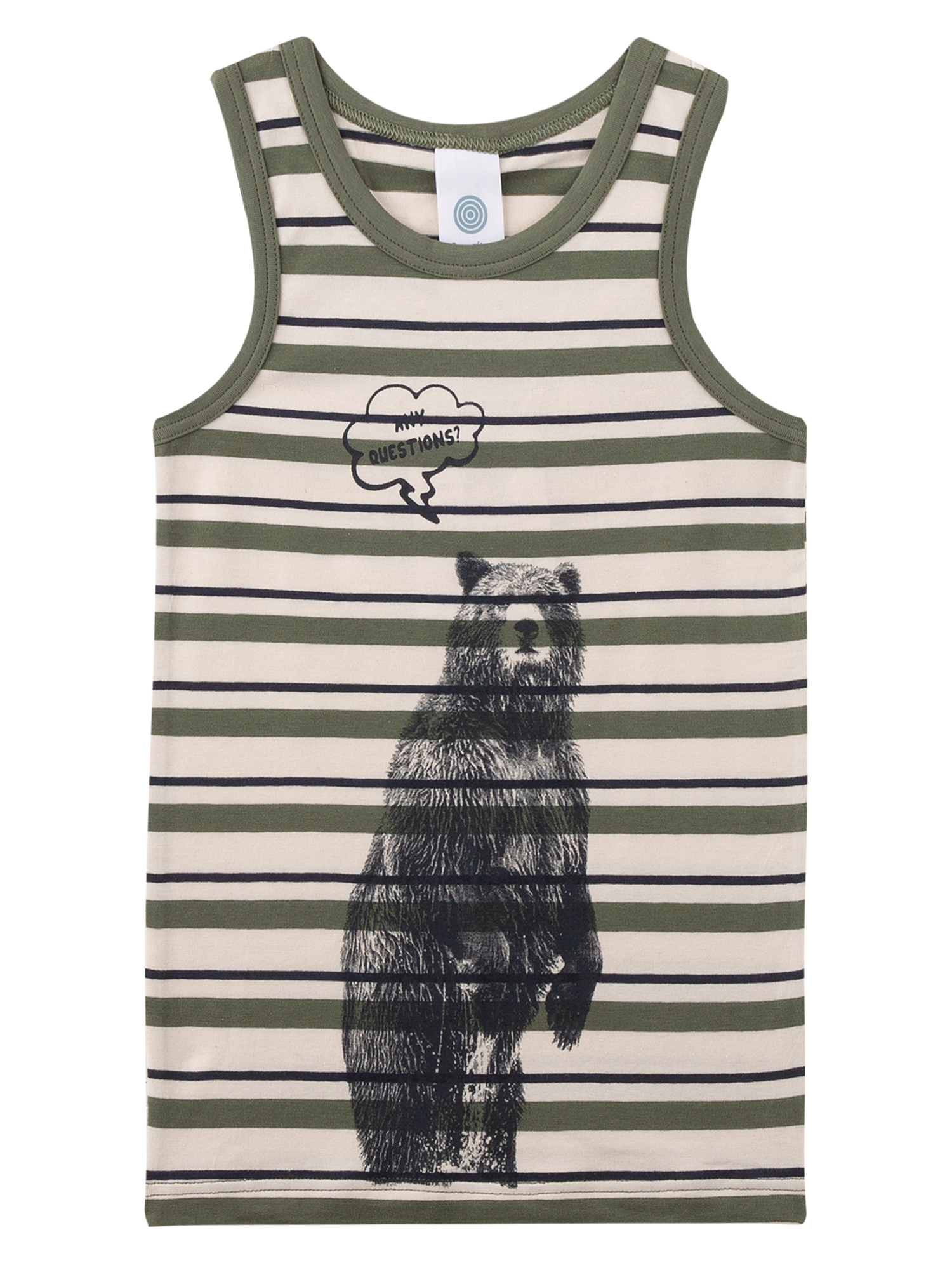 Tanktop, Streifen, Bärenprint, Grün, Ärmellos