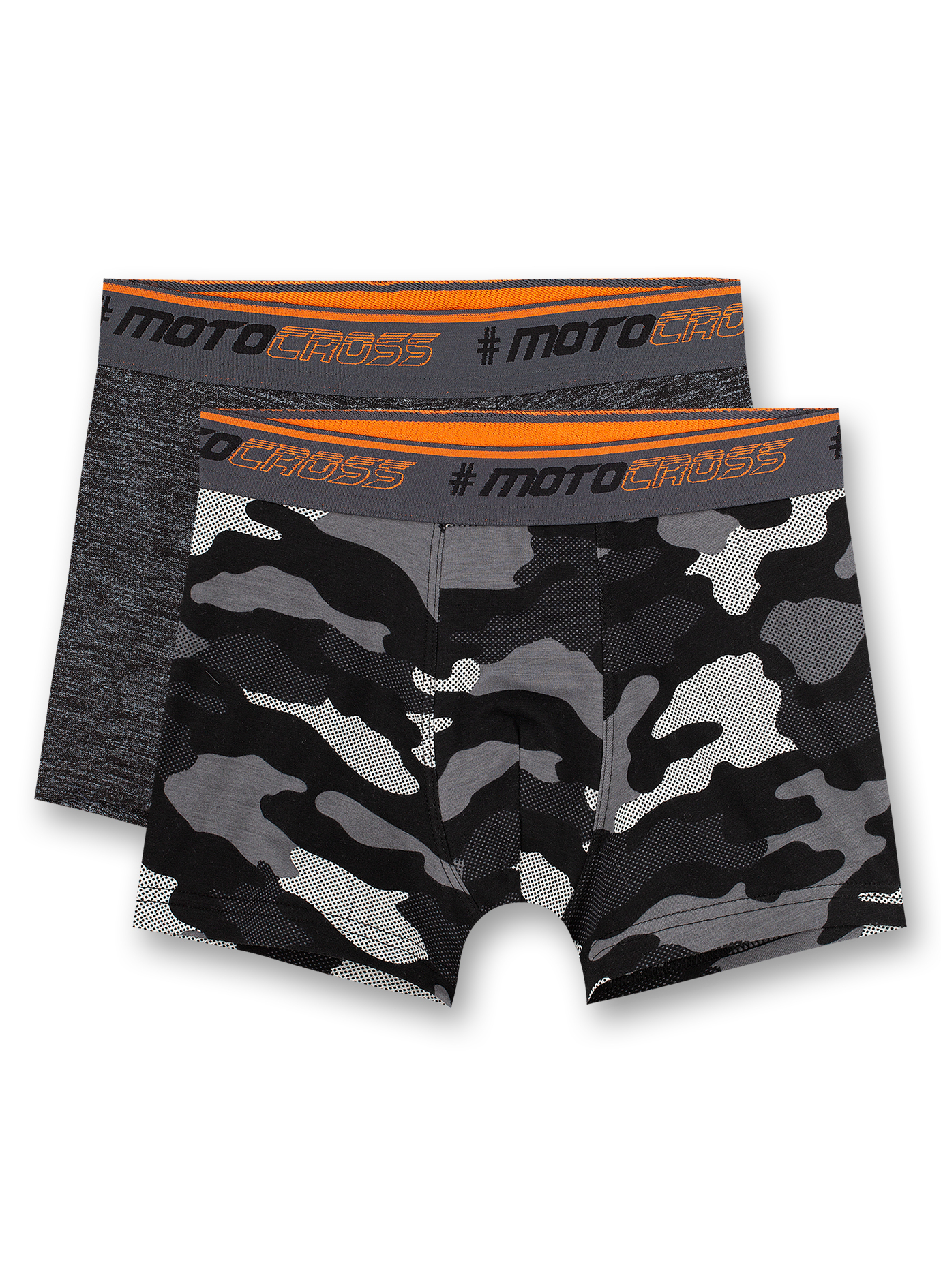 Jungen-Shorts (Doppelpack) Camouflage und Dunkelgrau