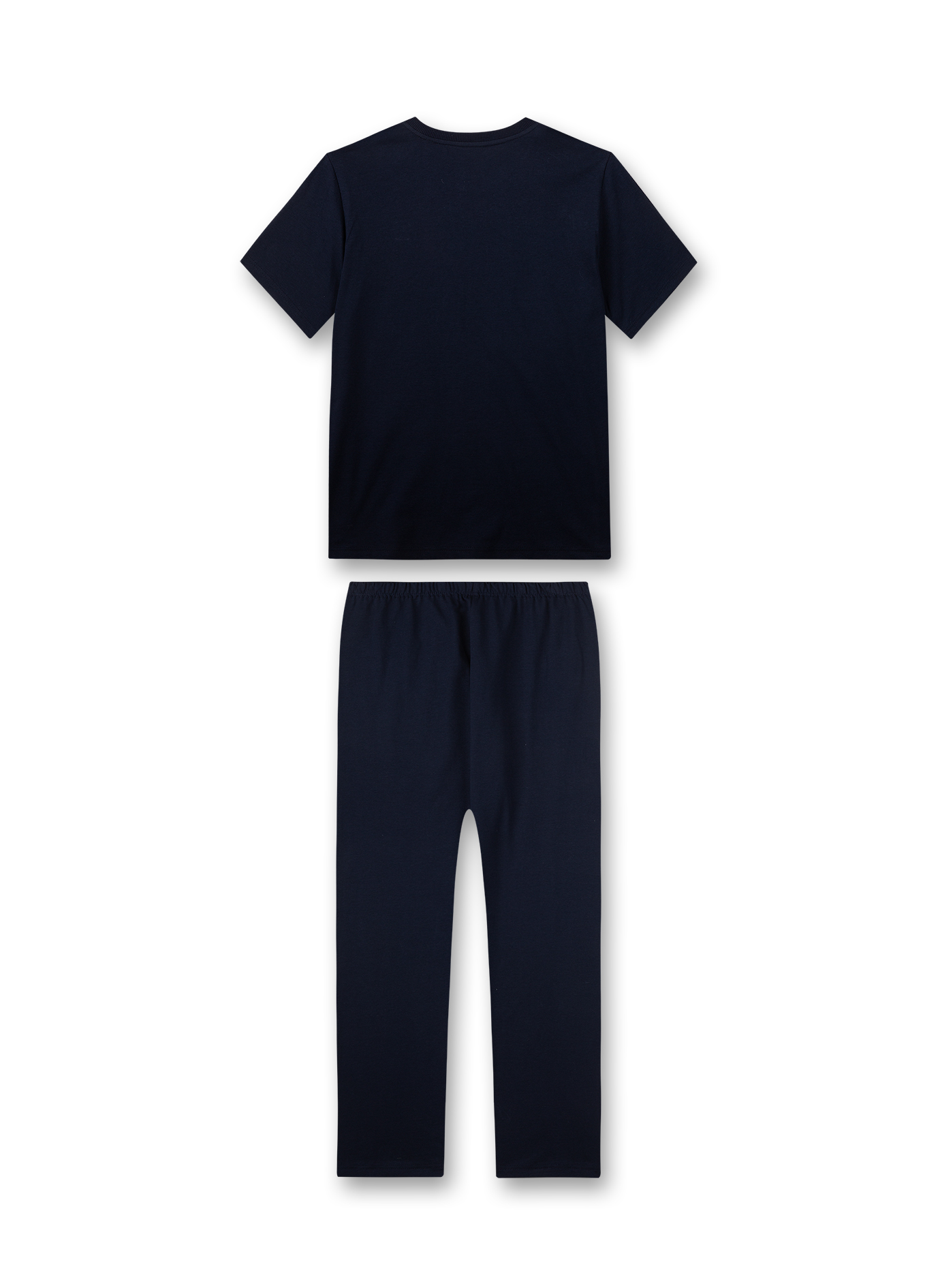 t-shirt, navy, kurzarm, pyjama-set, strick