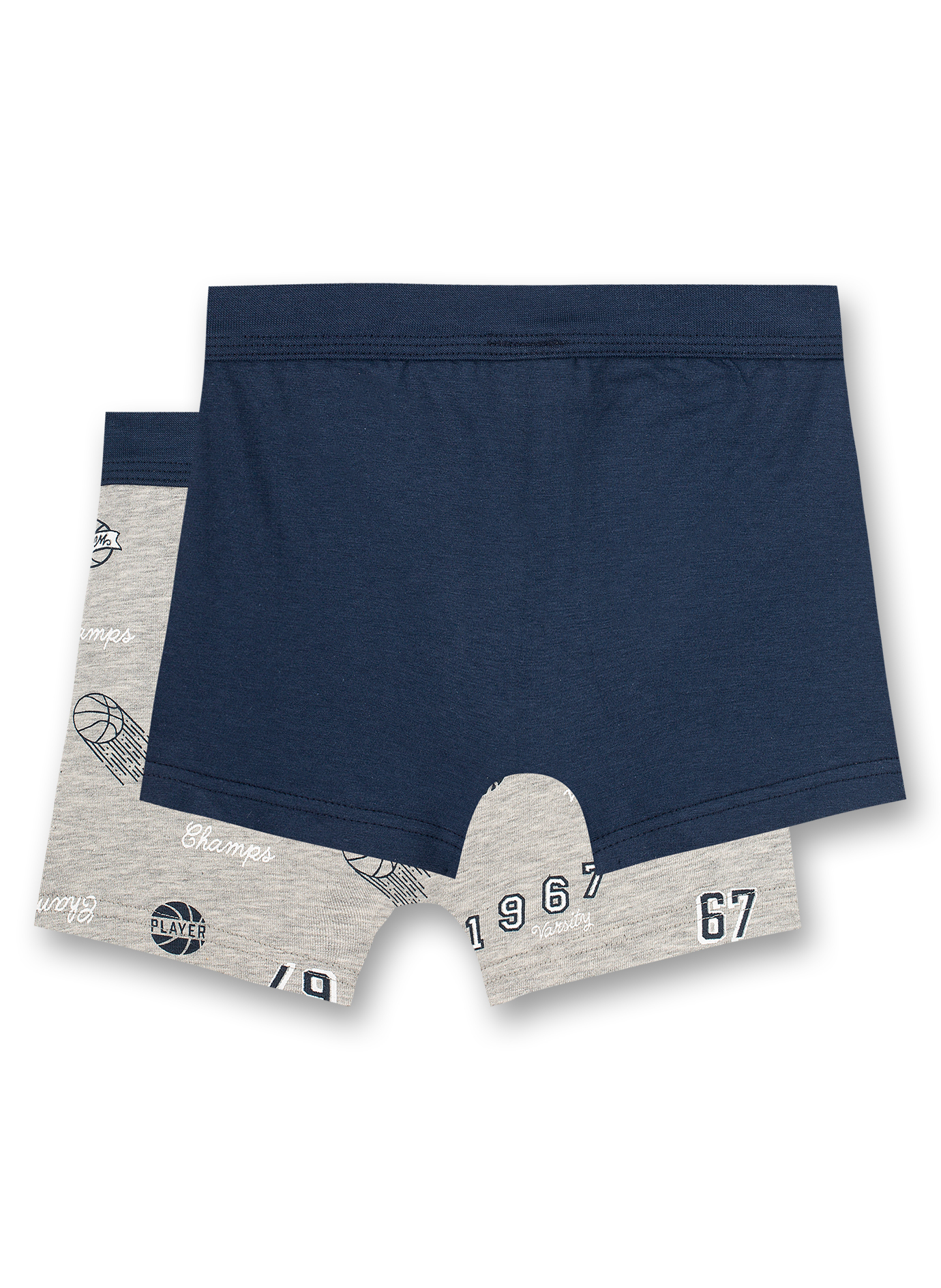 Jungen-Shorts (Doppelpack) Graumelange und Dunkelblau