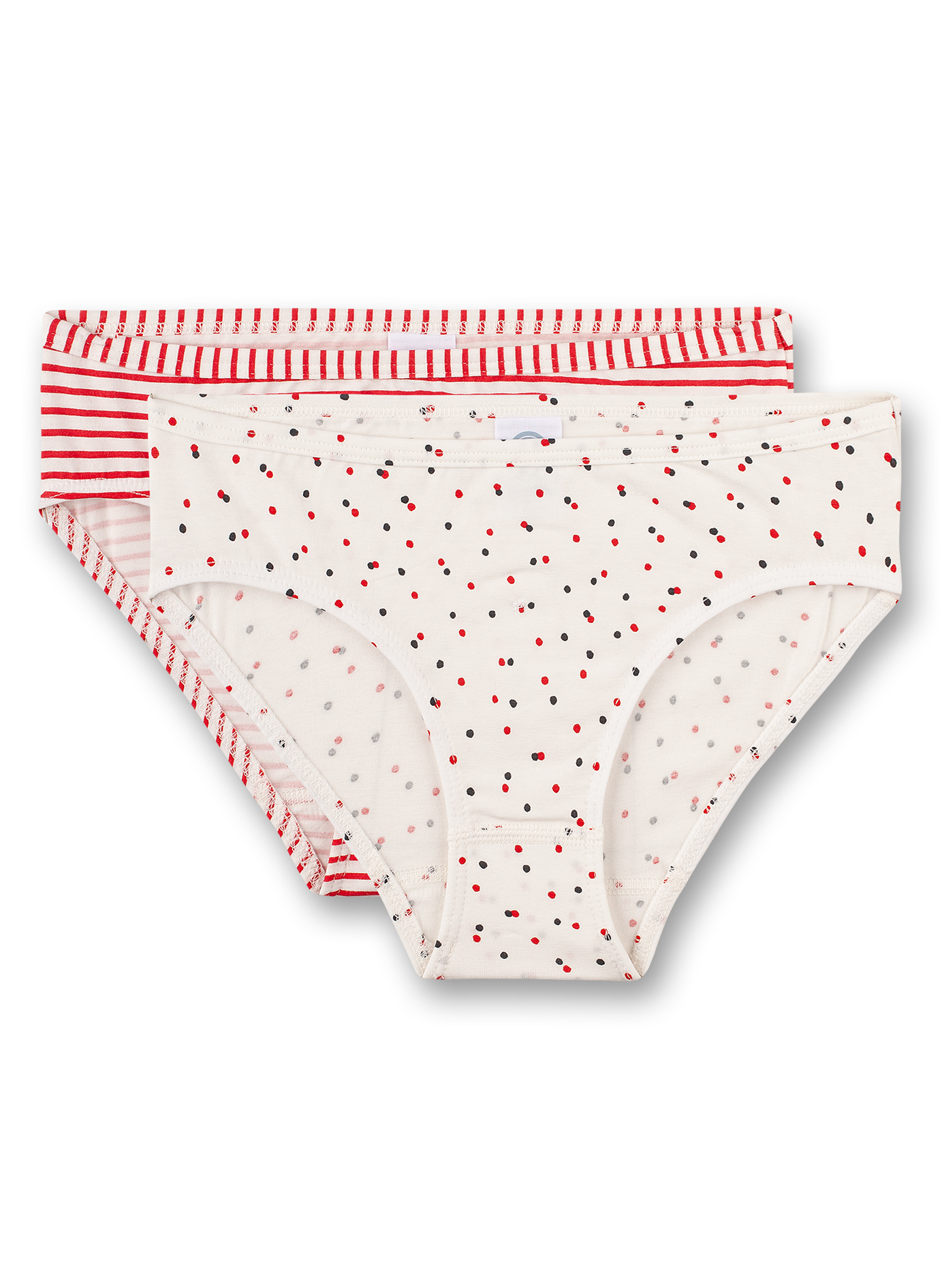 Mädchen-Rioslip (Doppelpack) Rot Ringel und Broken-White Happy Girls