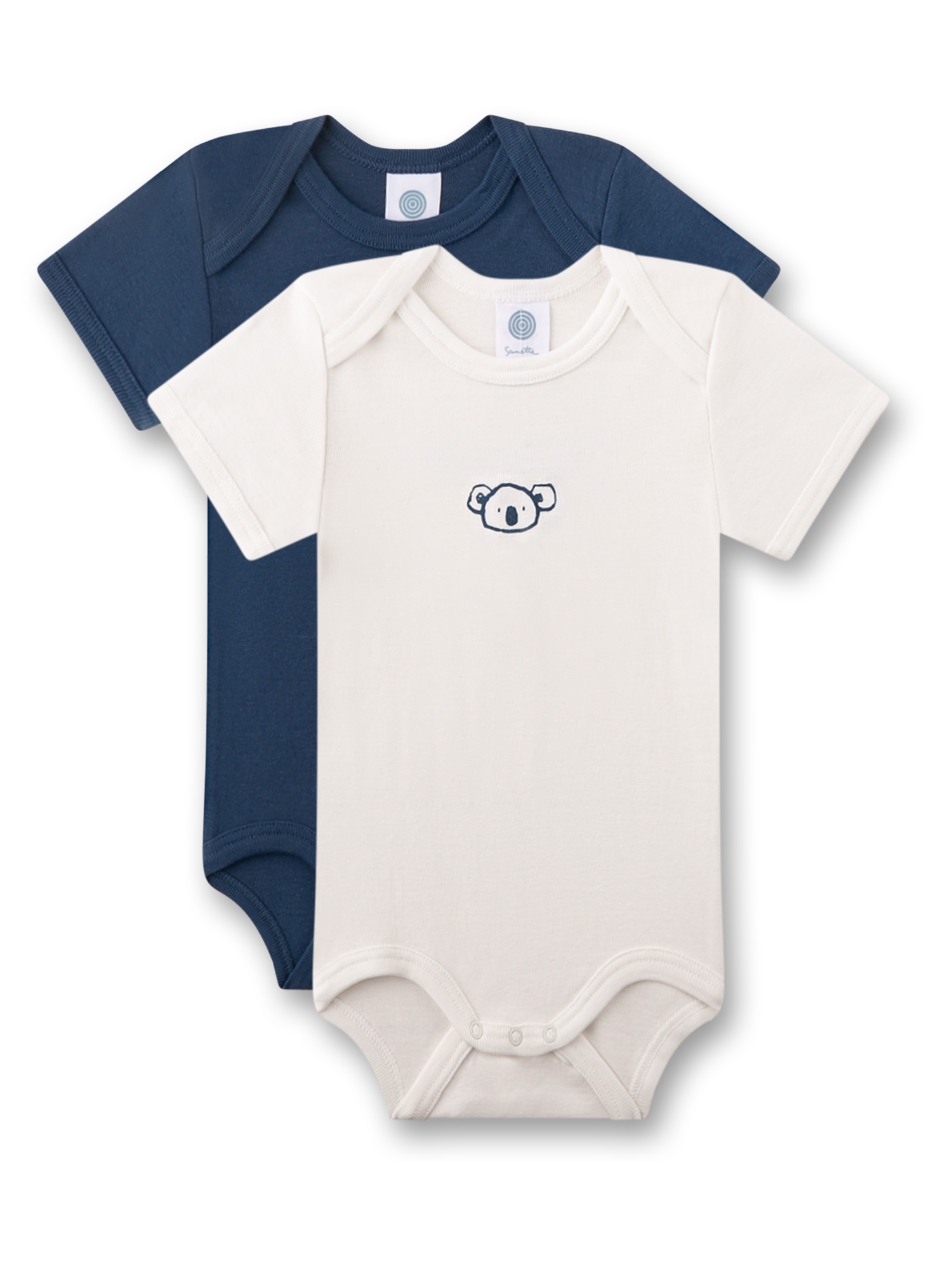 Baby-Body kurzarm (Doppelpack) blau und beige