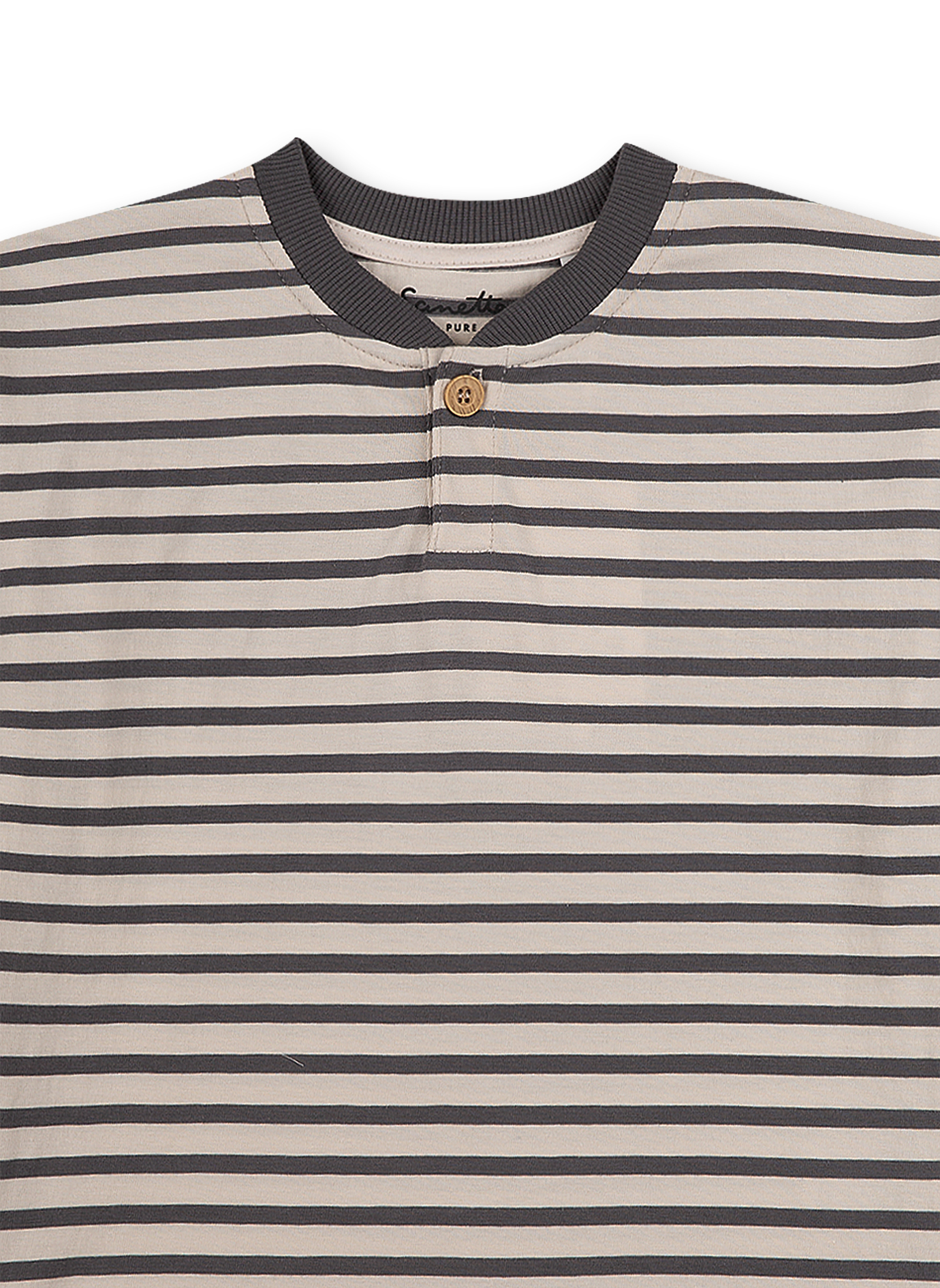 Jungen-Shirt langarm Dunkelgrau Ringel