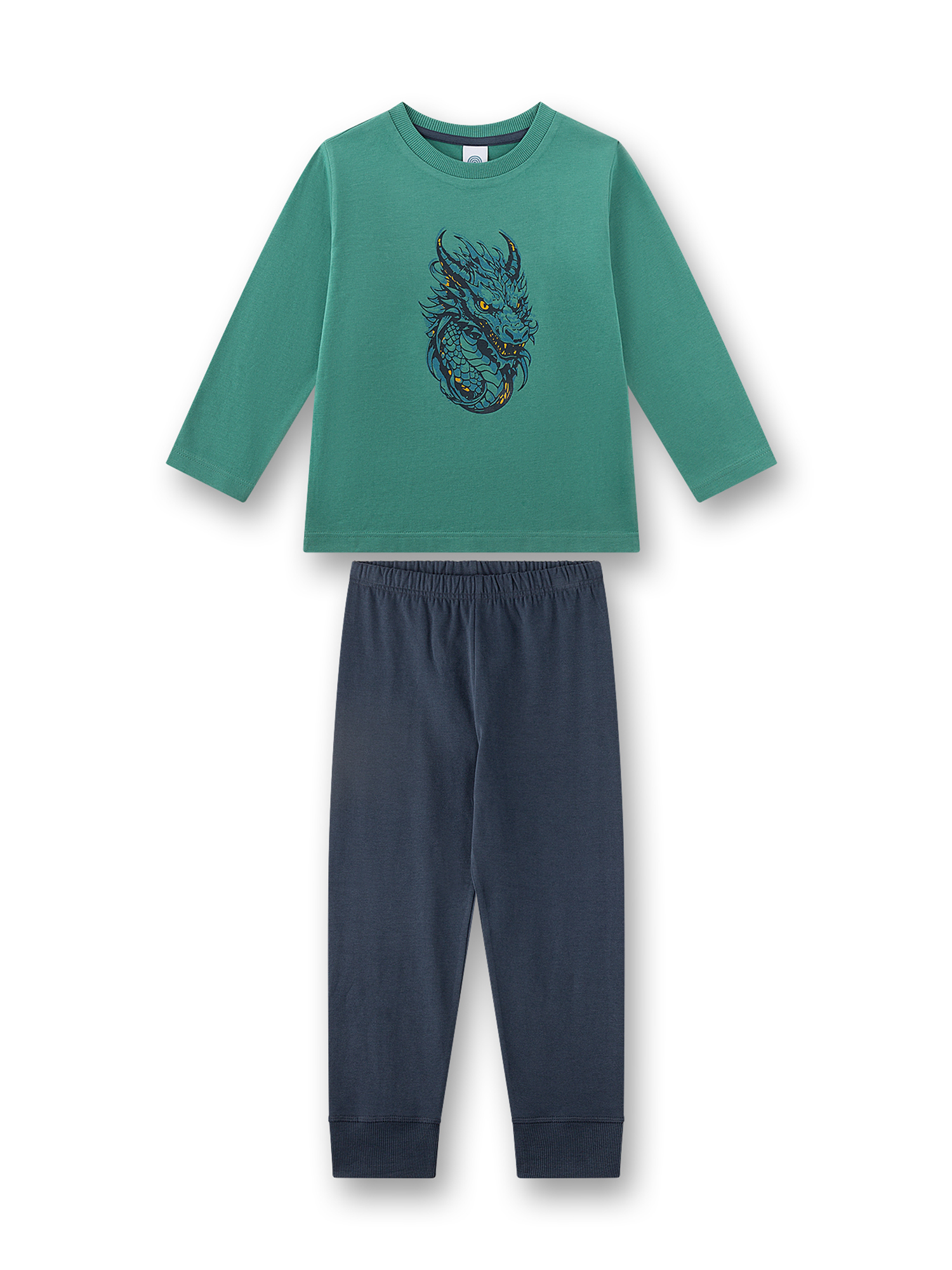 Langarmshirt, DragonenPrint, Grünes Shirt, Pyjama-Set, Integrierte Hose