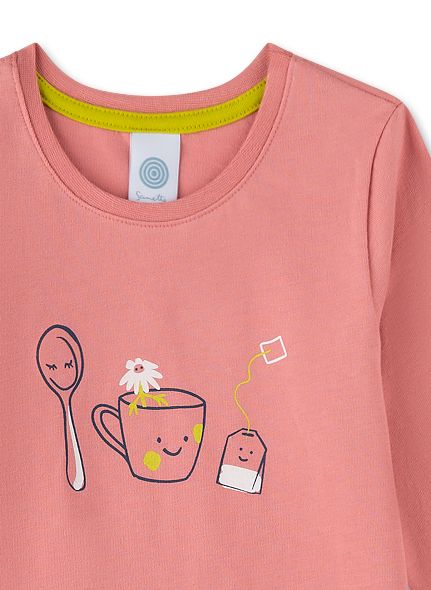 Rosa T-Shirt, Kindershirt, Mug-Illustration, Teekannen-Design, Rundhals
