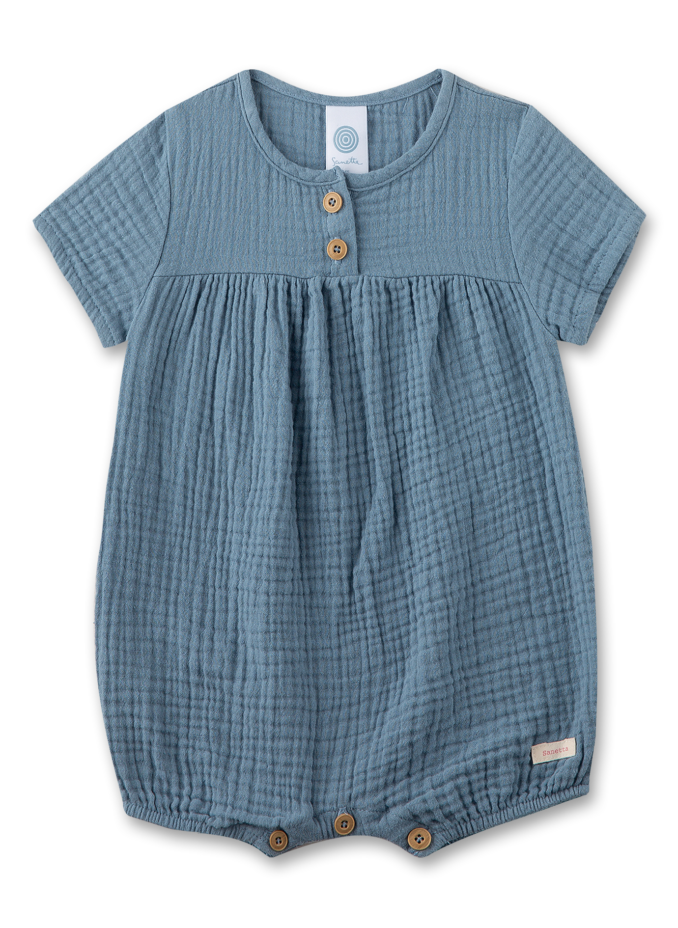 Newborn Strampler kurz aus Musselin blau