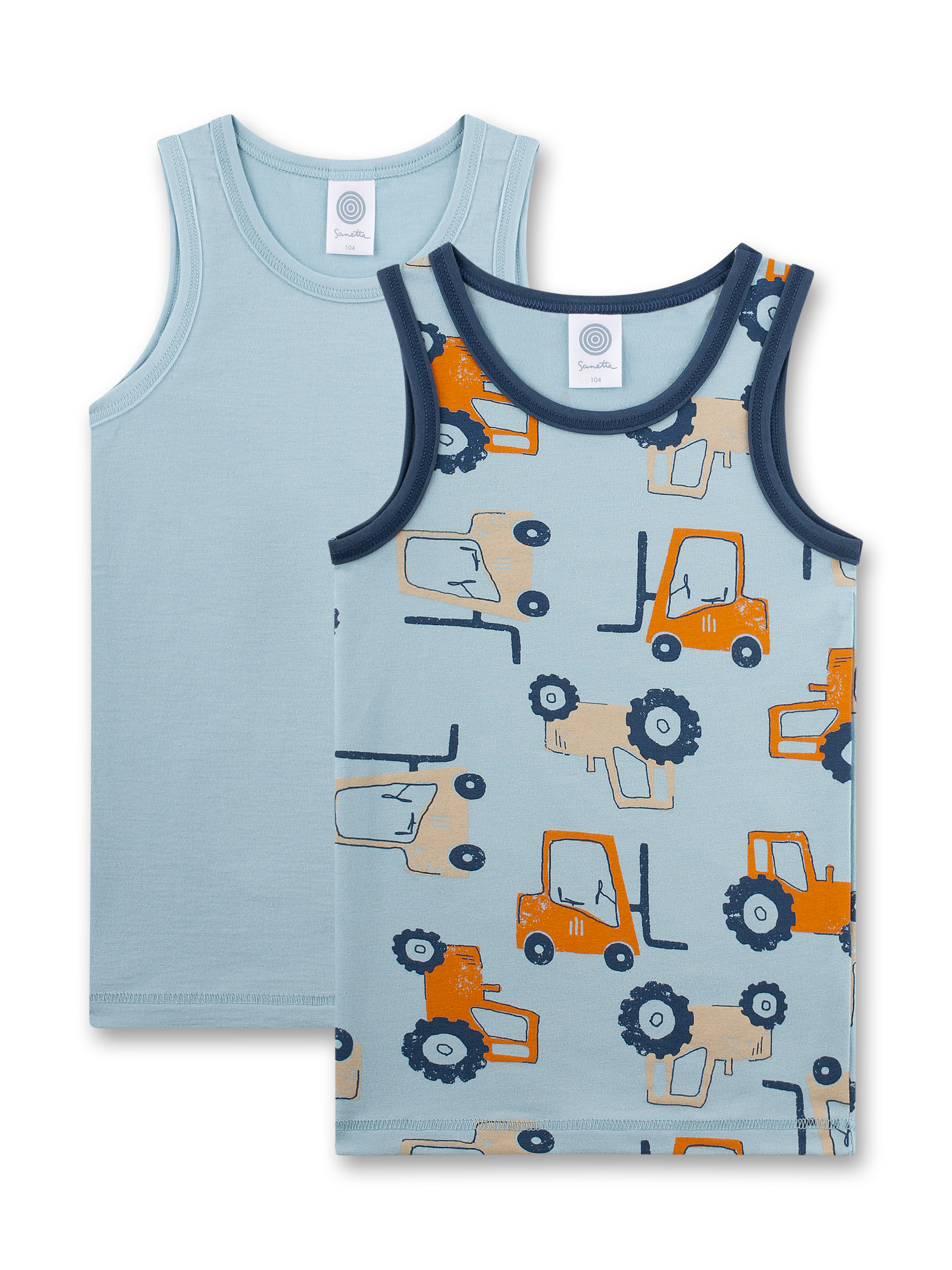 Jungen-Unterhemd (Doppelpack) hellblau Traktor