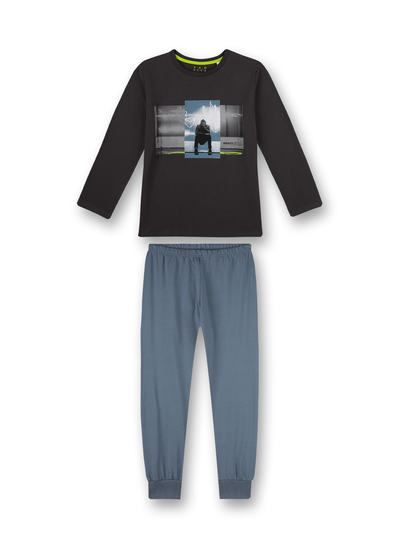 Jungen-Schlafanzug Schwarz Urban Music
