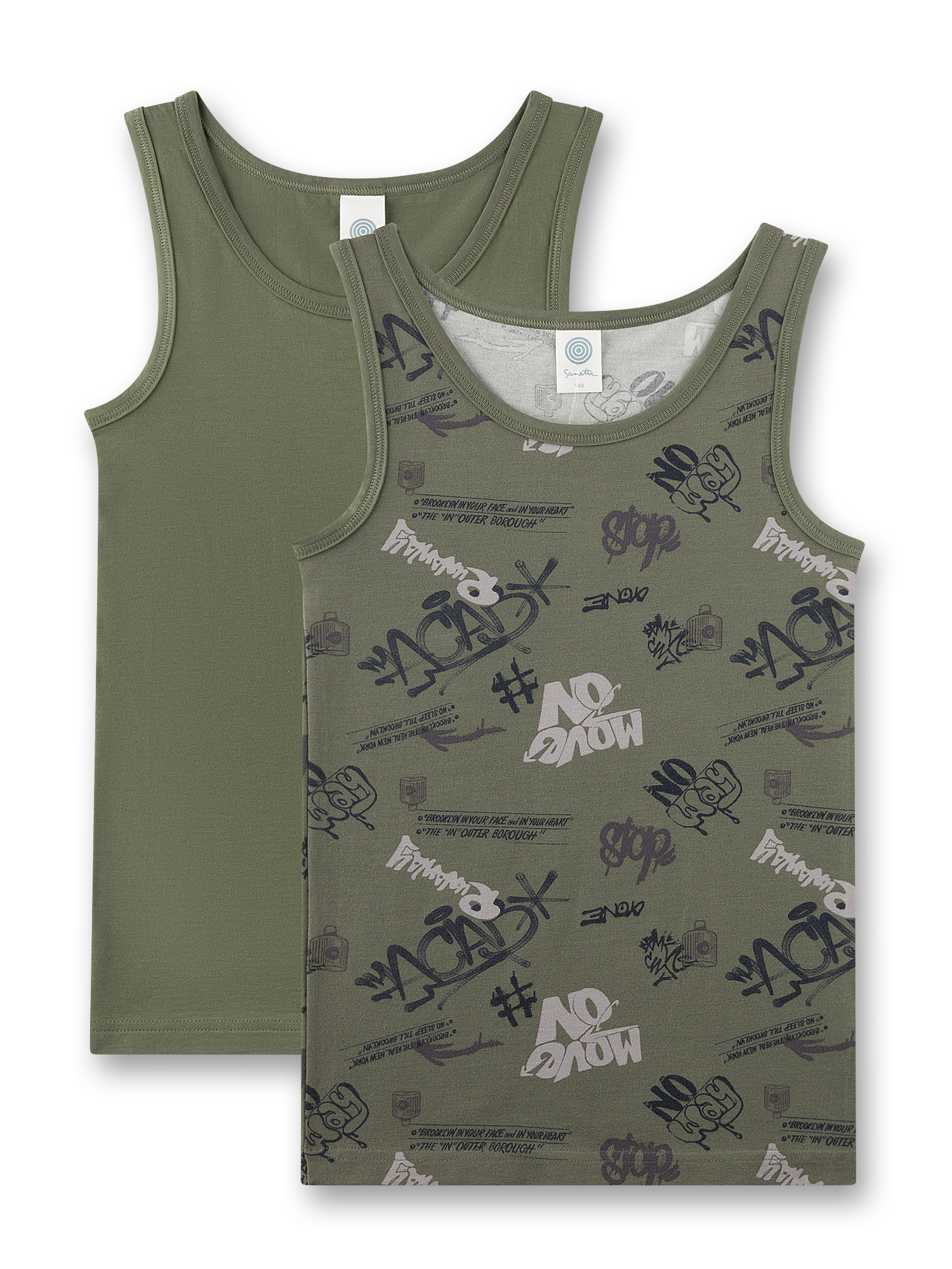 Tanktop, Grün, Unifarben, Grafikmuster, Rundhals