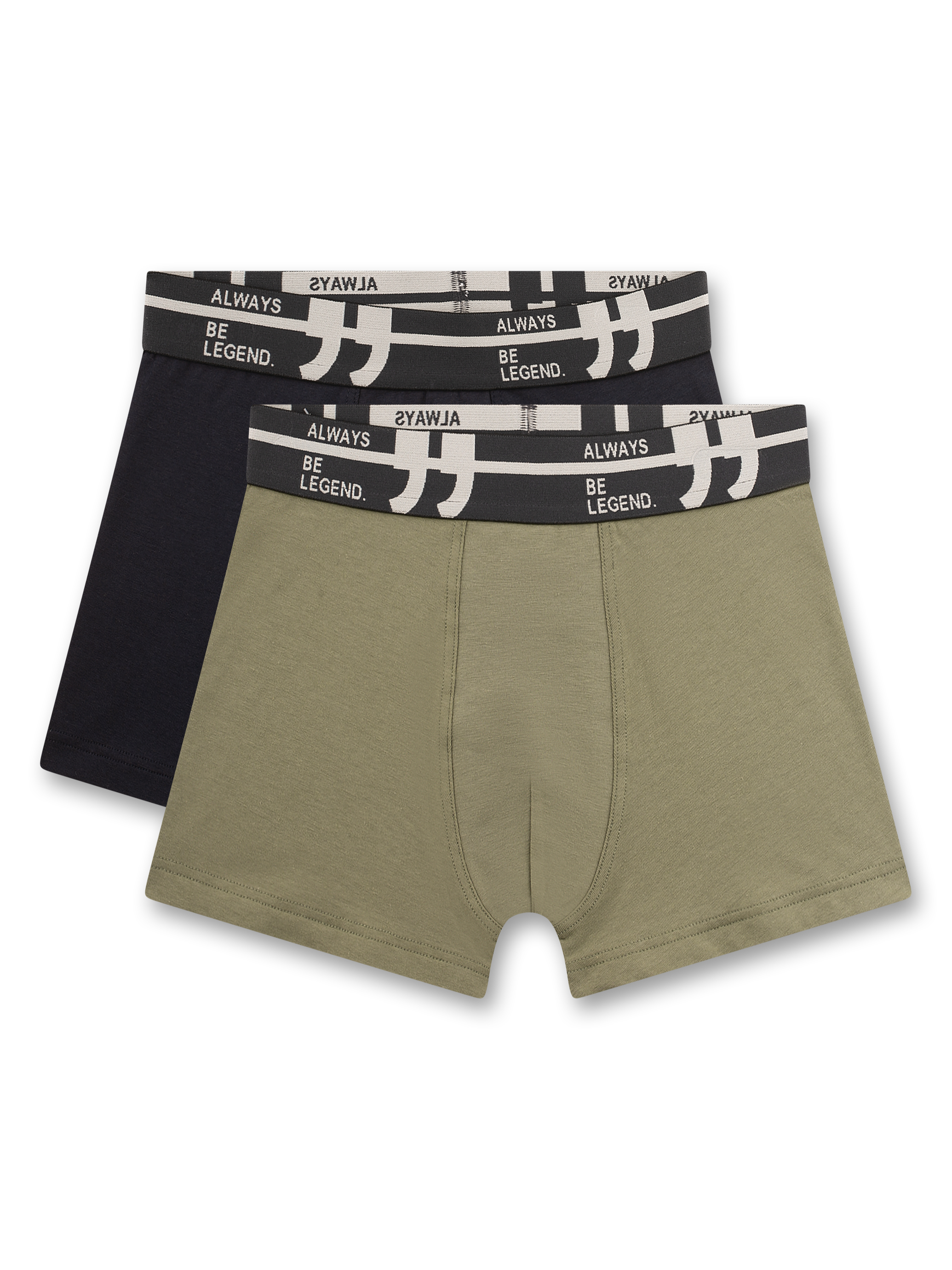 Jungen-Hipshorts (Doppelpack) dunkelblau & olivgrün