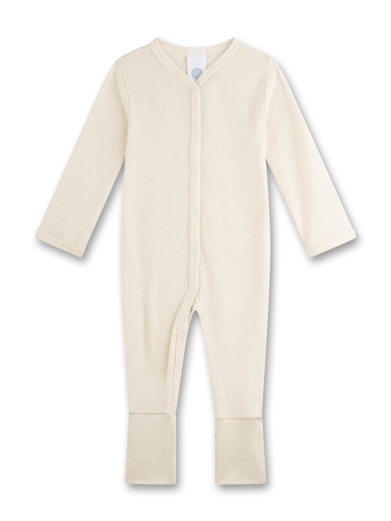 Baby-Onsie, Lange Ärmel, Vorderknöpfe, Cremefarbe, Strickstoff