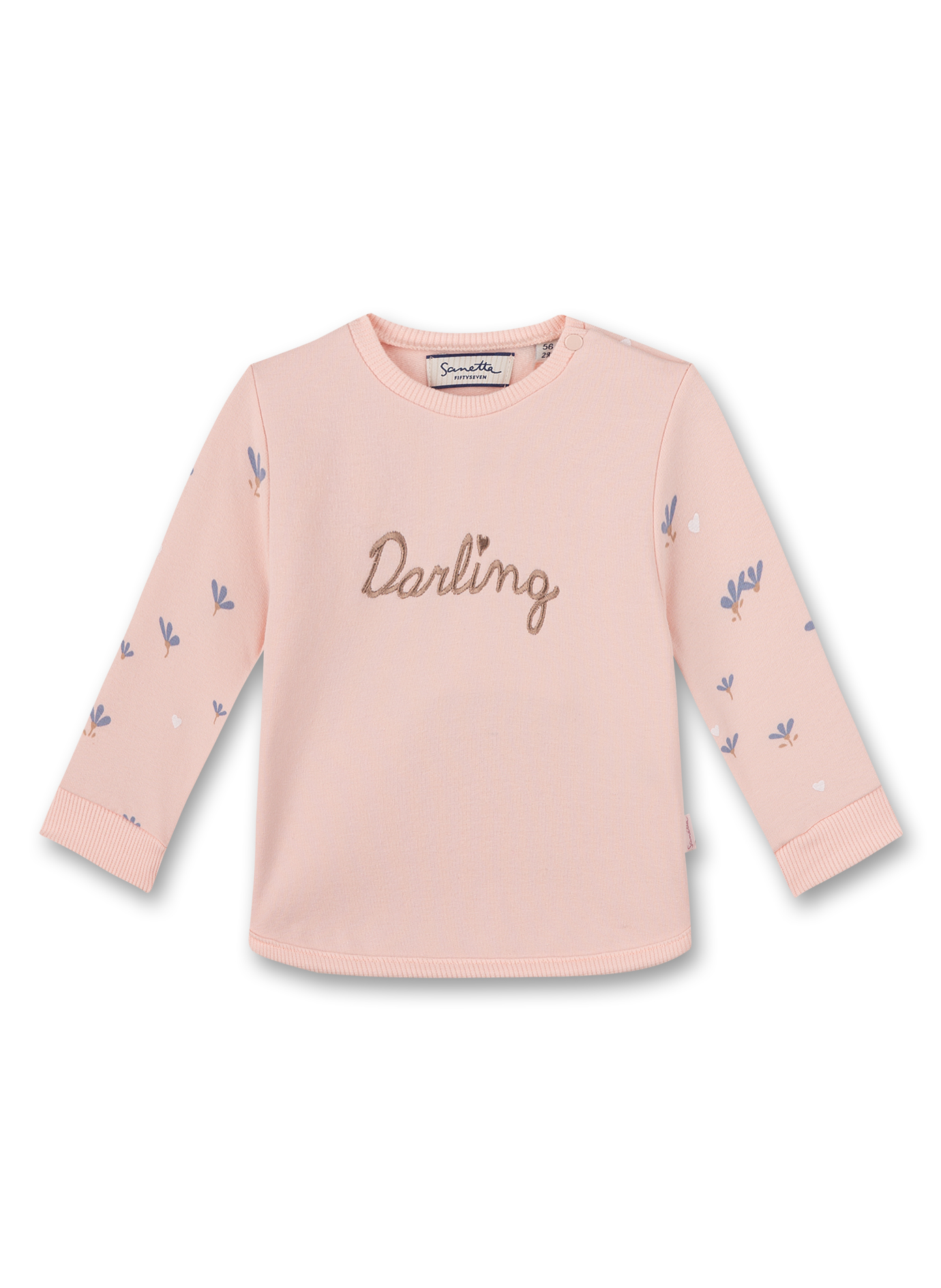 Sanetta Baby-Mädchen Fiftseven Hellrosa Sportiv geschnittenes rosa Sweatshirt Fiftyseven aus fairer und nachhaltiger Bio Baumwolle 