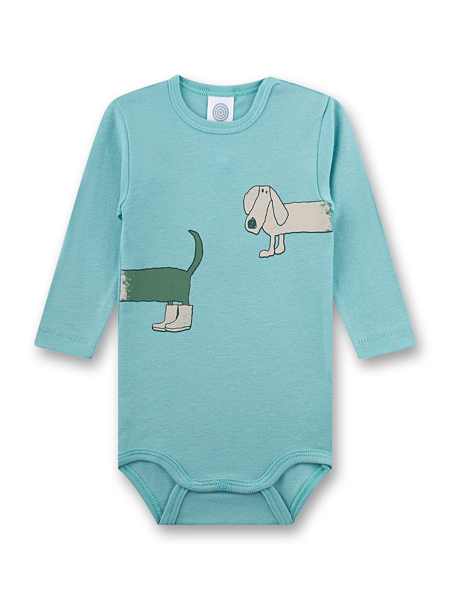 Baby-Boday langarm blau Hund