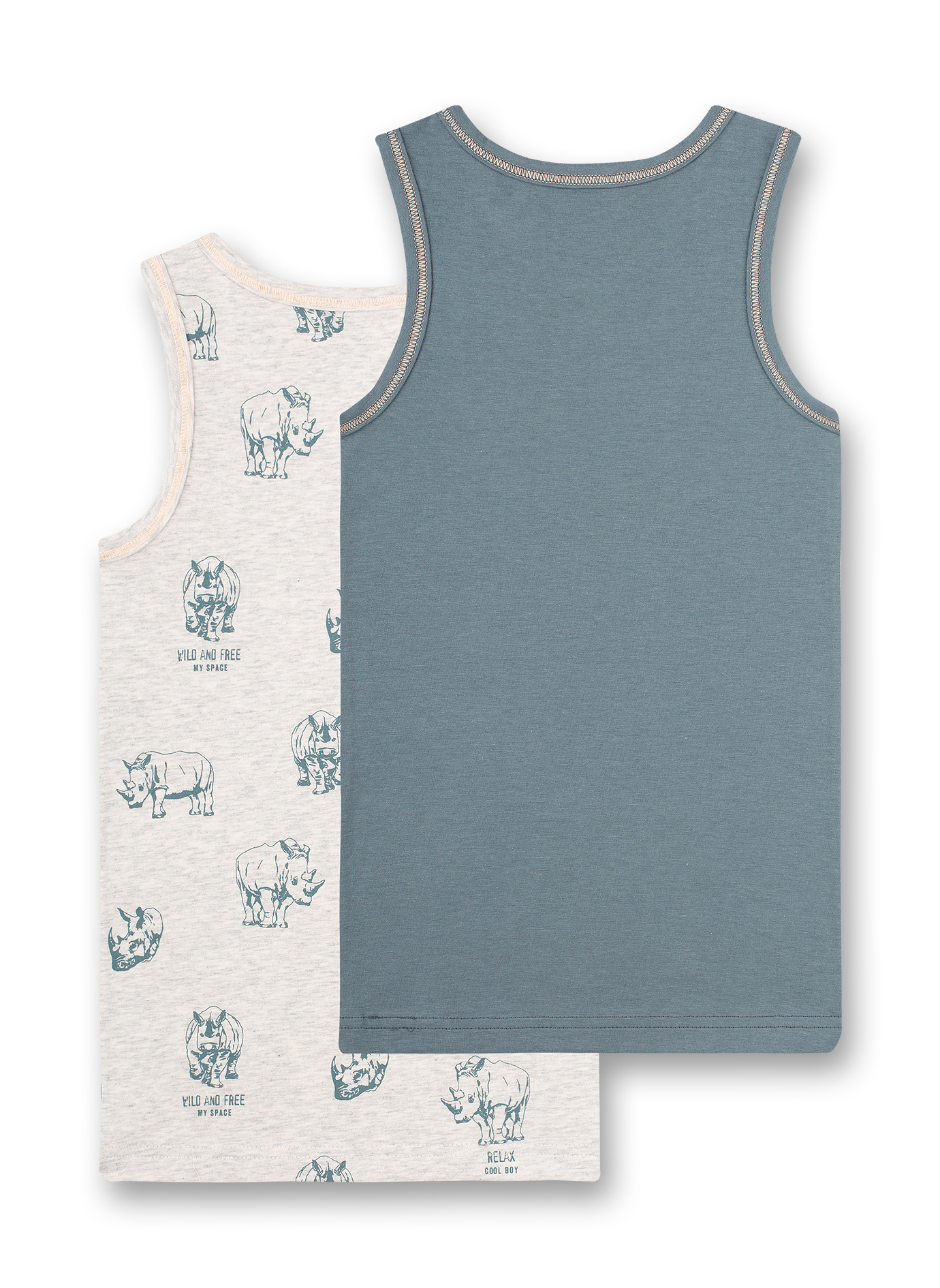 Jungen-Unterhemd (Doppelpack) Graumelange und Dunkelgrün Wild at Heart