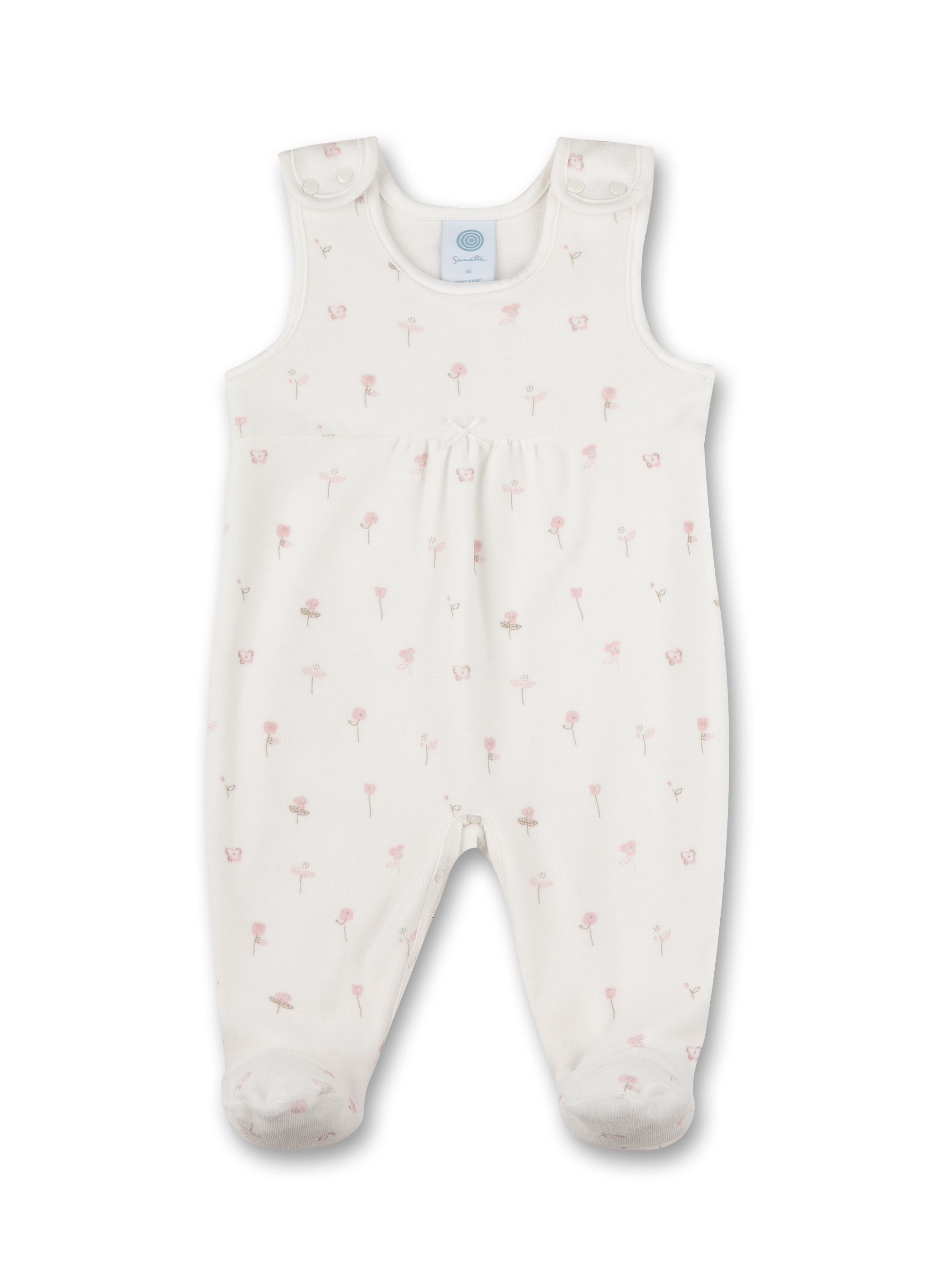 Babykleidung, Strampler, Rosa Muster, Weiß/Off-White, Beine geschlossen