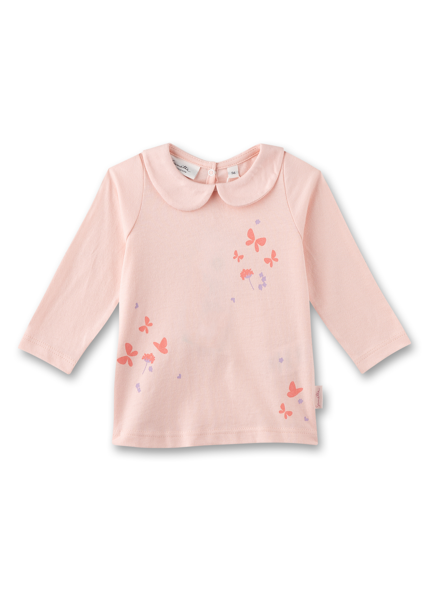 Mädchen-Langarmshirt Rosa mit Bubi-Kragen