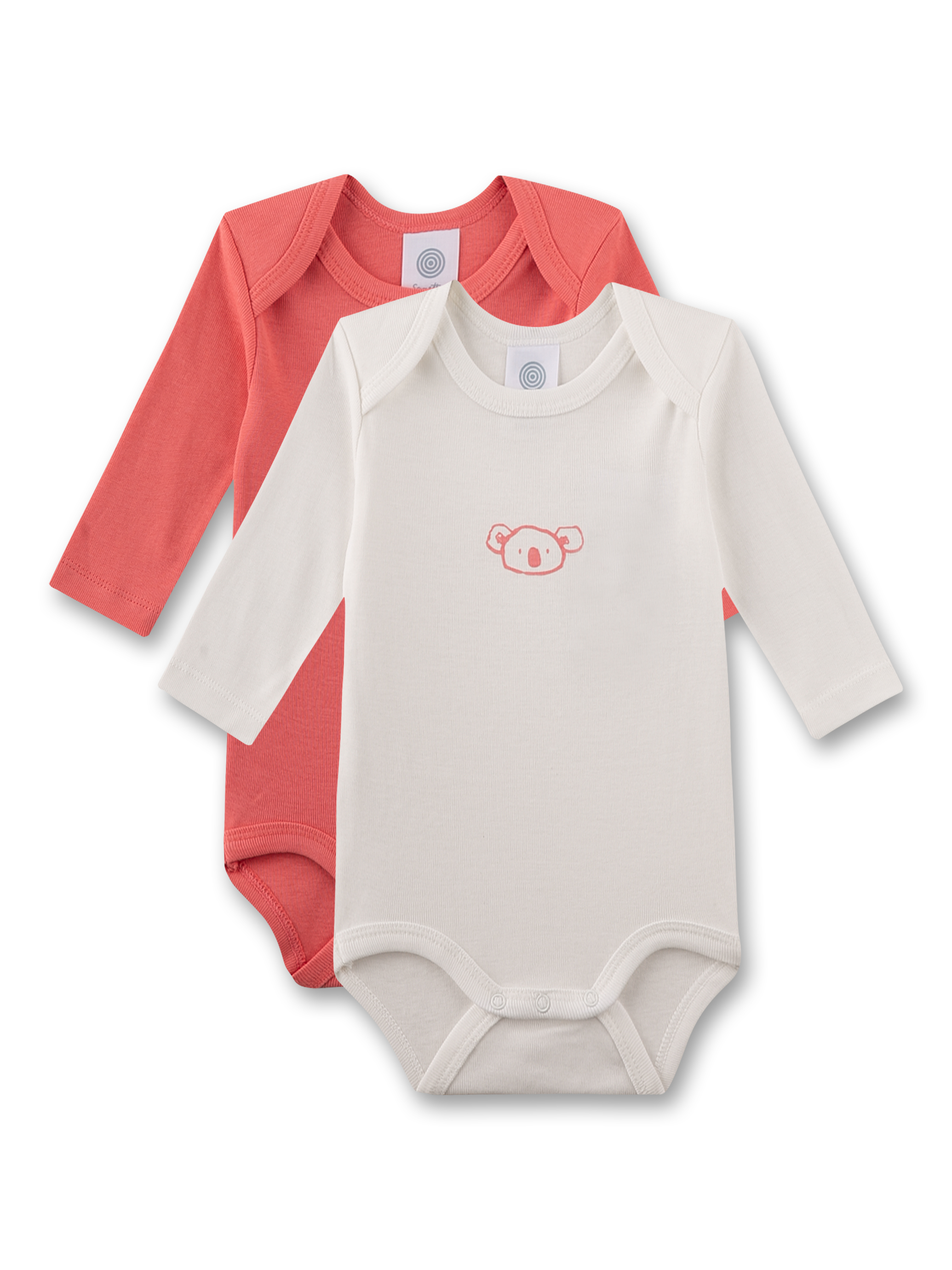Baby-Body langarm (Doppelpack) rosa und beige 