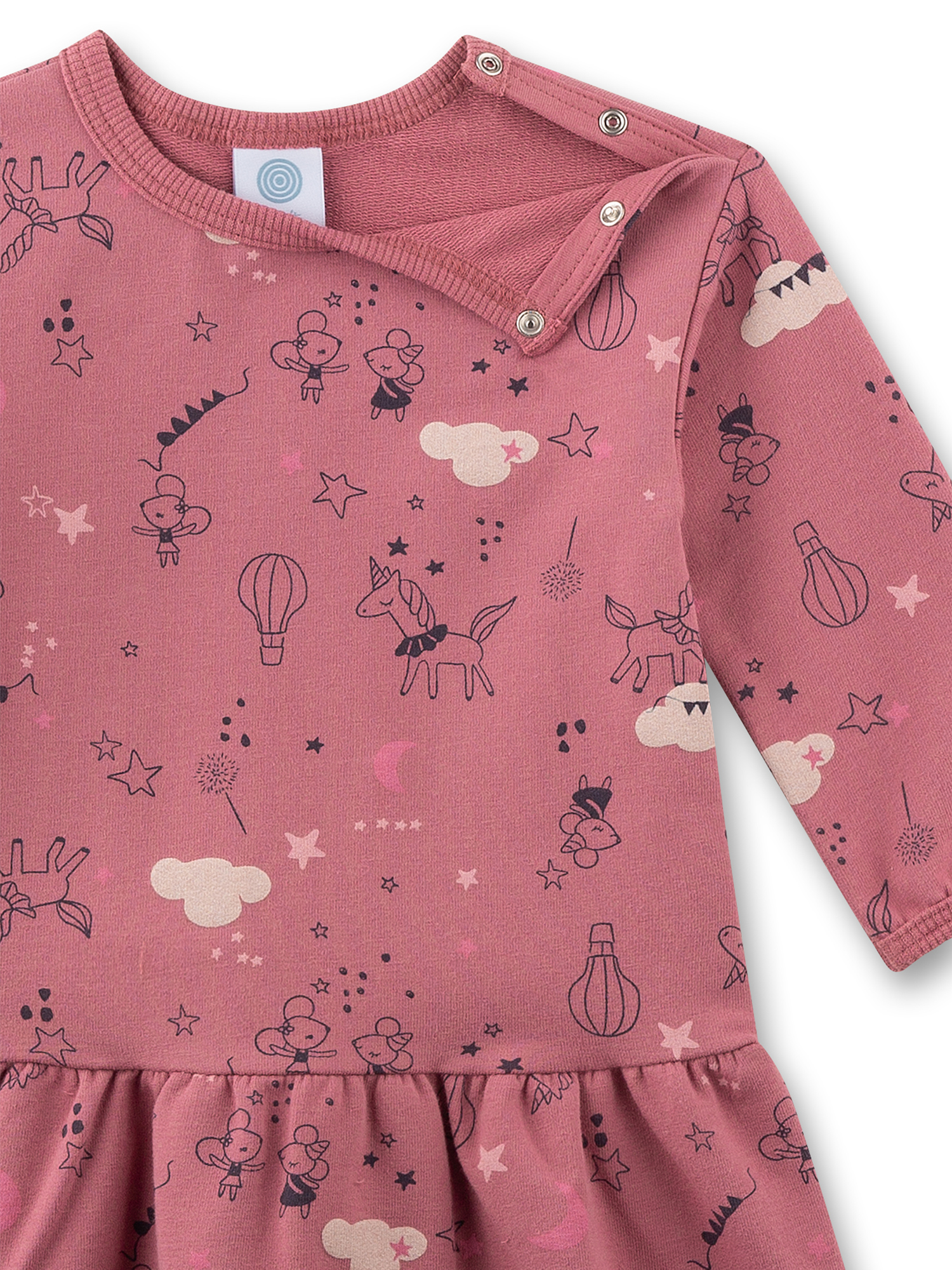 Kleid, Langarm, Rosa, Muster, Tier-Motive
