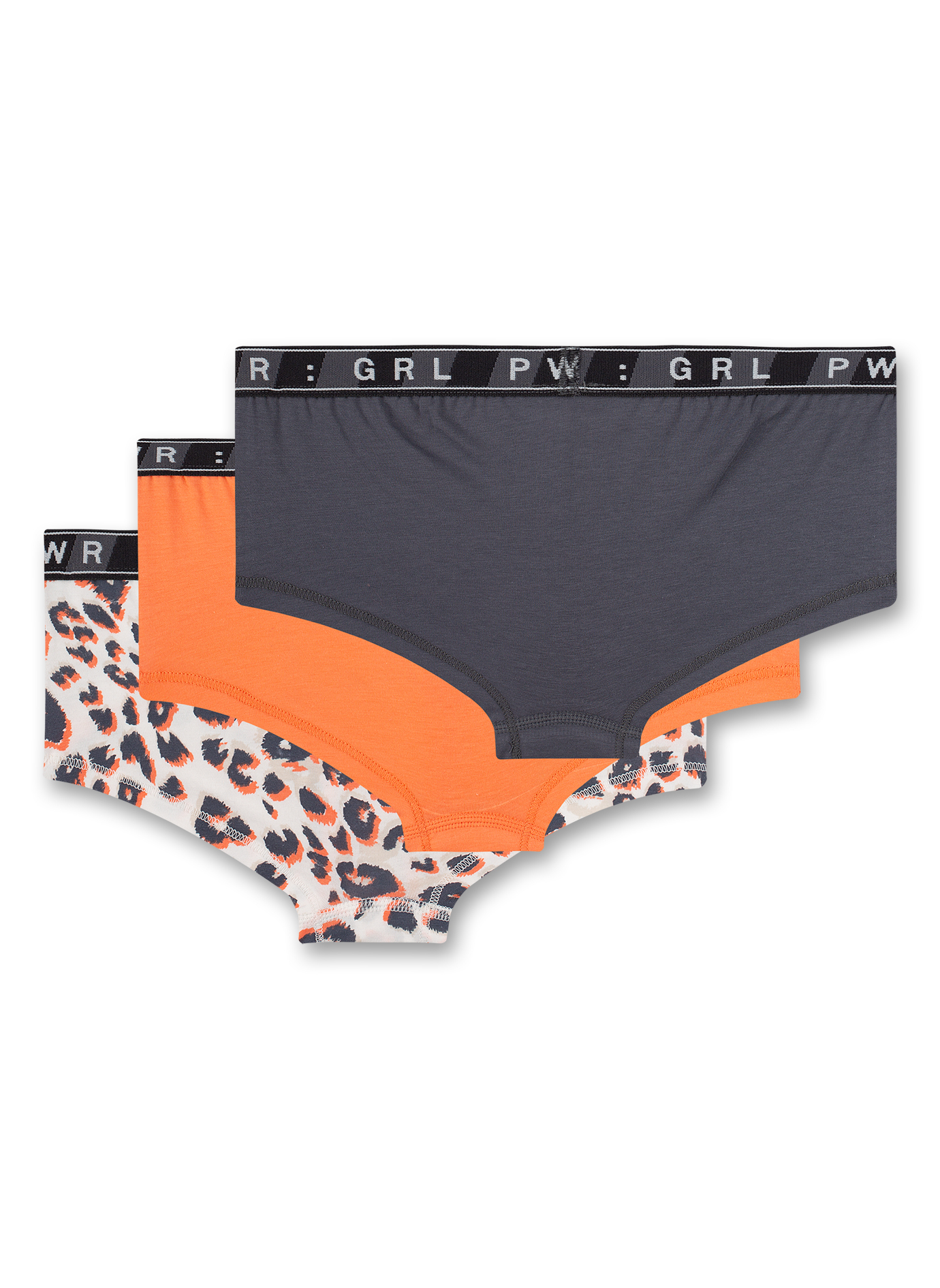 Mädchen-Cutbrief (Dreierpack) Leo-Allover Orange und Dunkelgrau