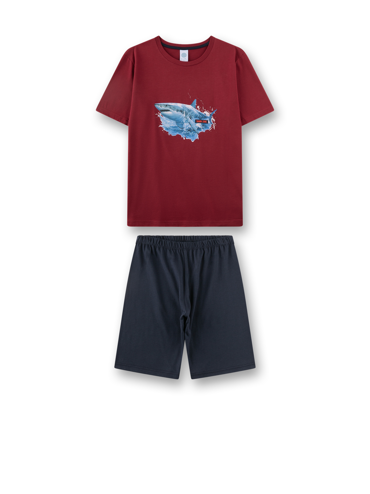 Jungen-Schlafanzug kurzarm rot Haifisch